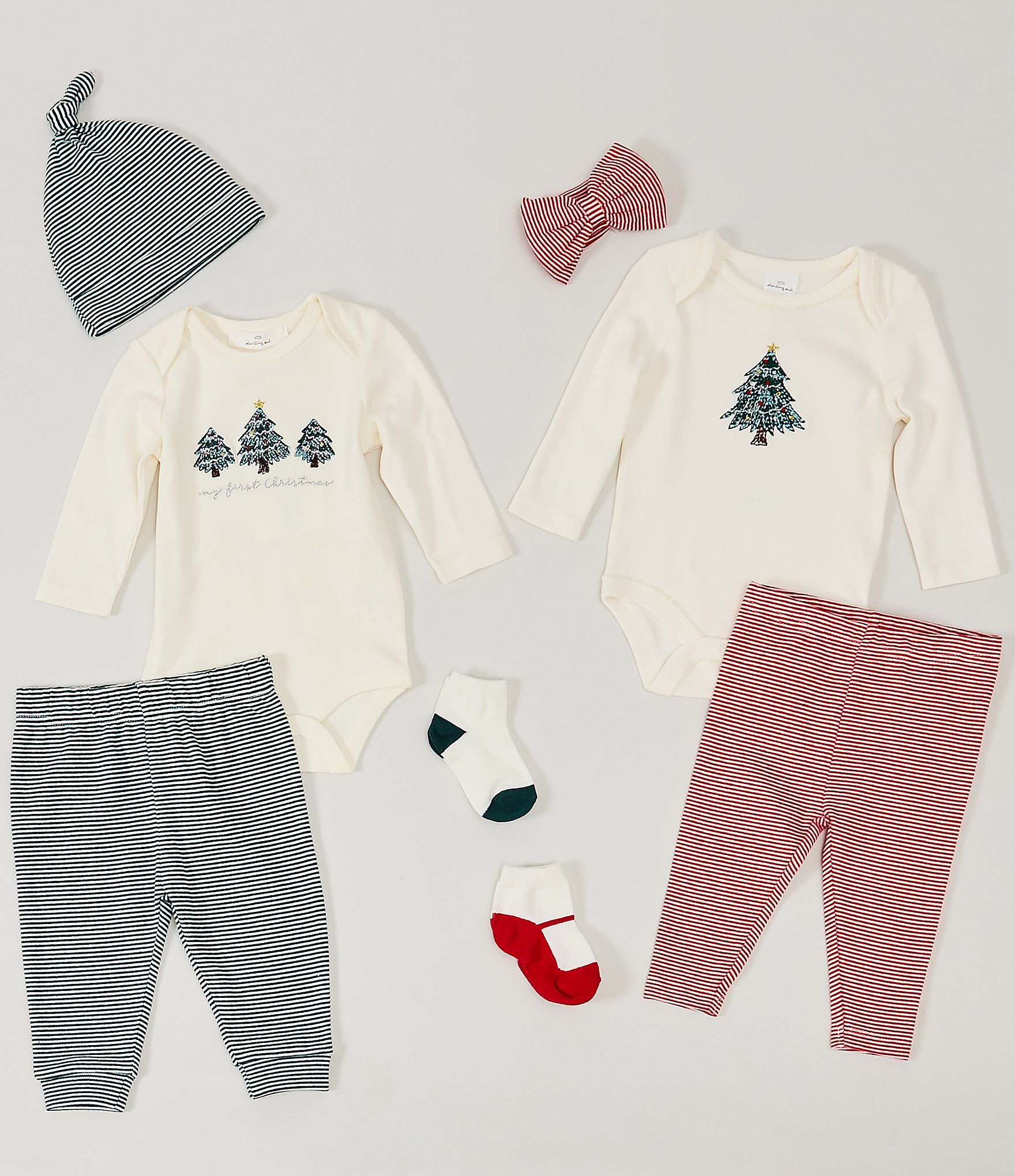 Starting Out Baby Boys Long Sleeve My First Christmas Bodysuit, Beanie, Socks & Pant Set