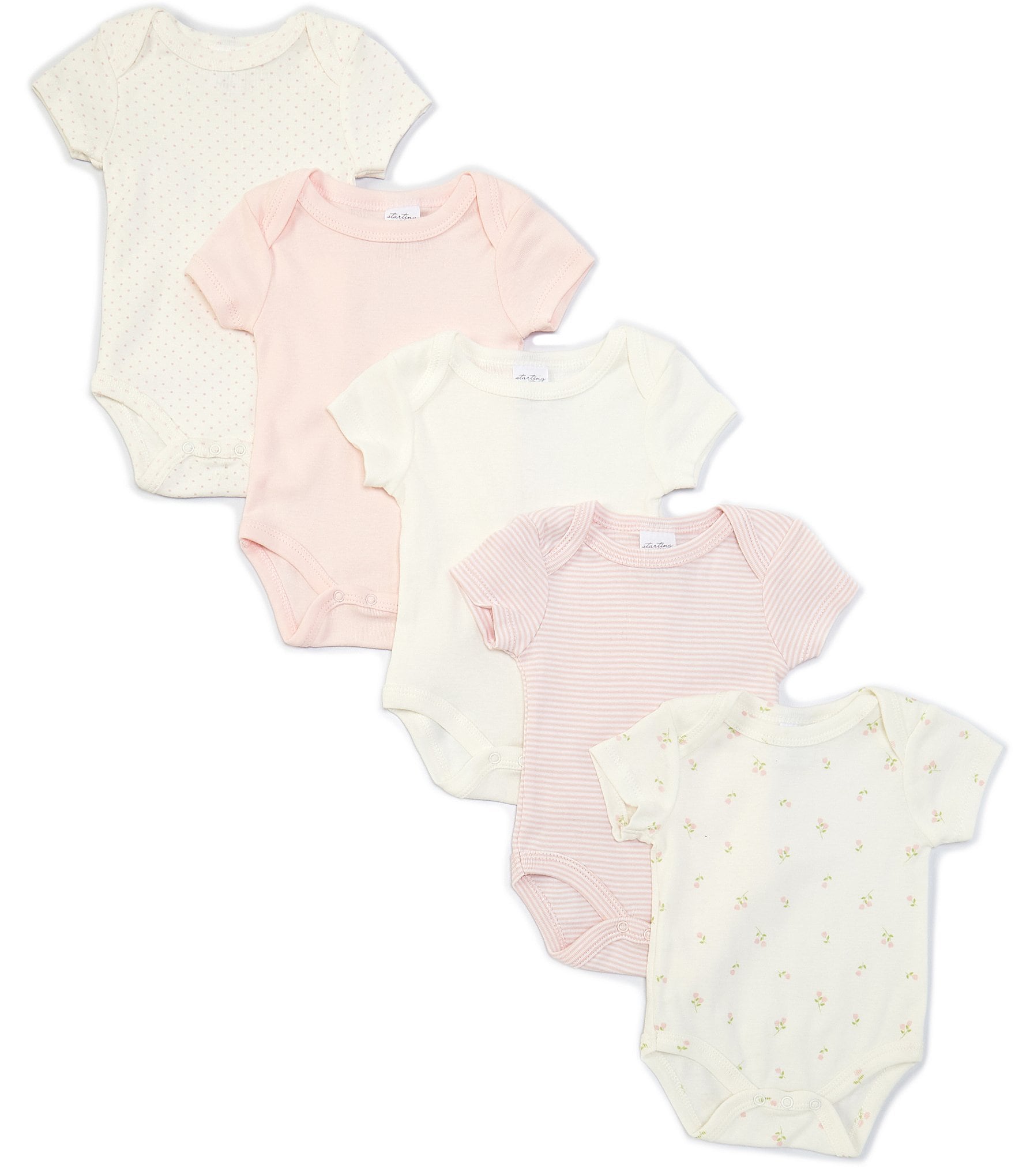 Starting Out Baby Girls Newborn-3 Months Short Sleeve Multi-Print 5 ...