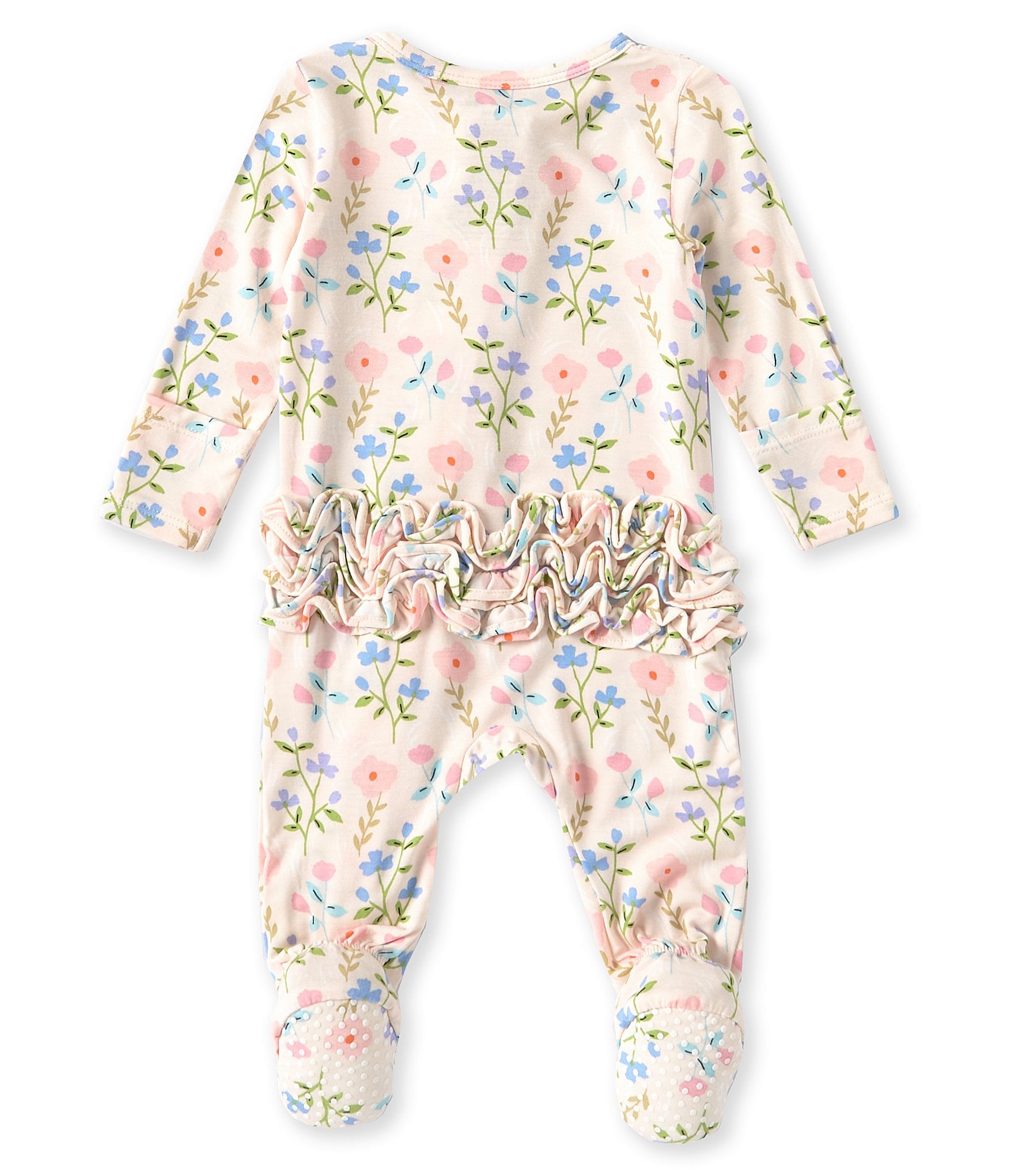 Angel Dear Baby Girls Newborn-9 Months Long Sleeve Multi Floral Print Footie Coverall