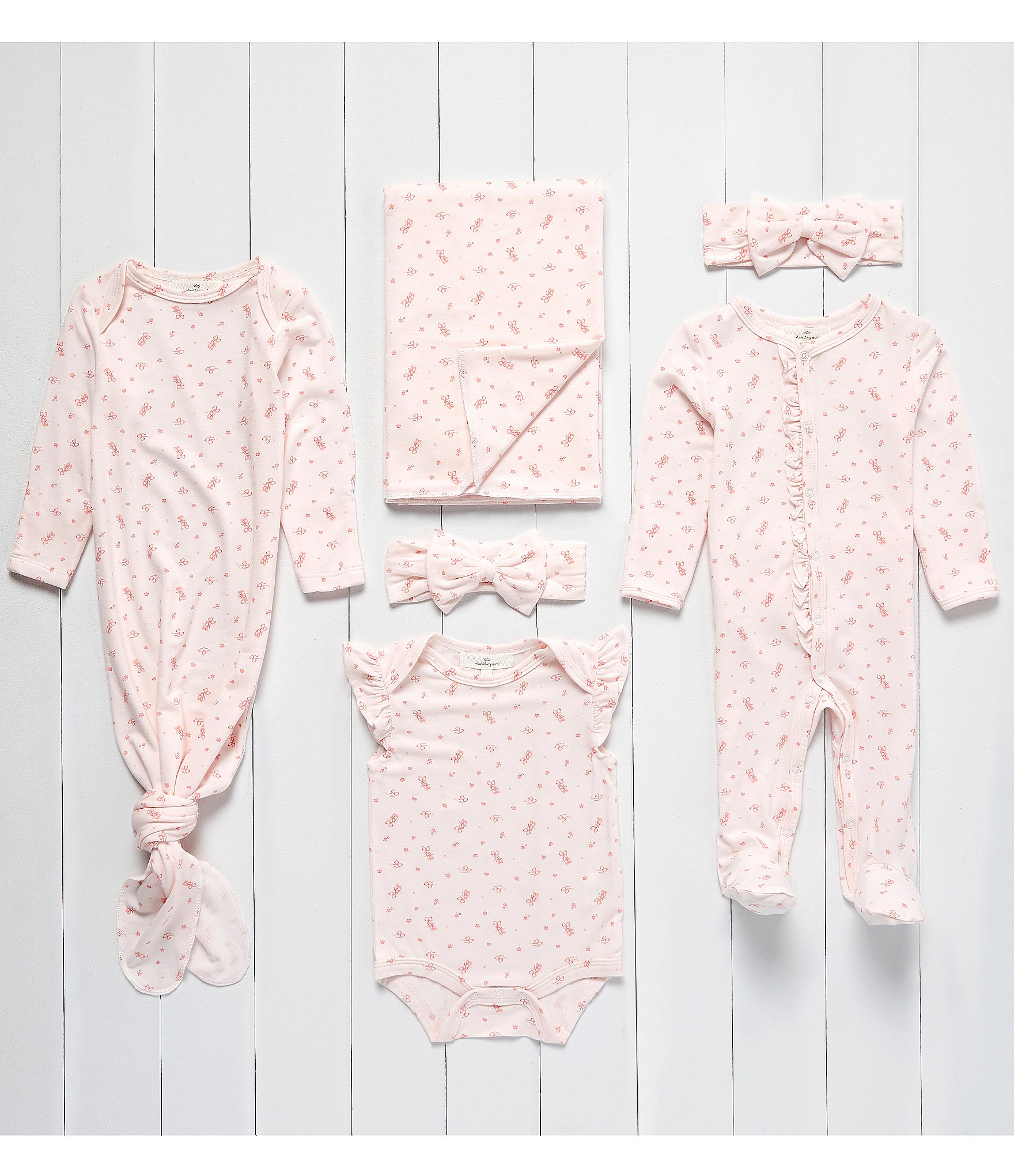 Starting Out Baby Girls Newborn-9 Months Round Neck Ruffle Cap Sleeve Ballet Print Bodysuit & Bow Set