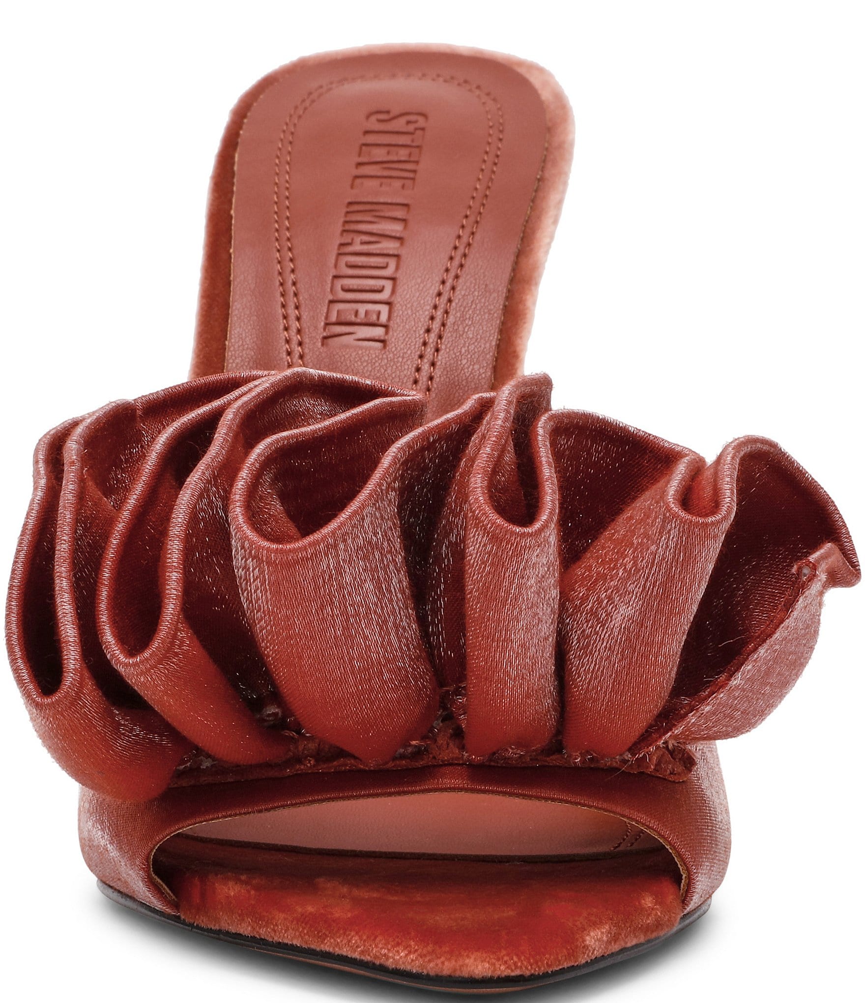 Steve Madden Affinity Satin Ruffle Detailed Dress Slide Sandals