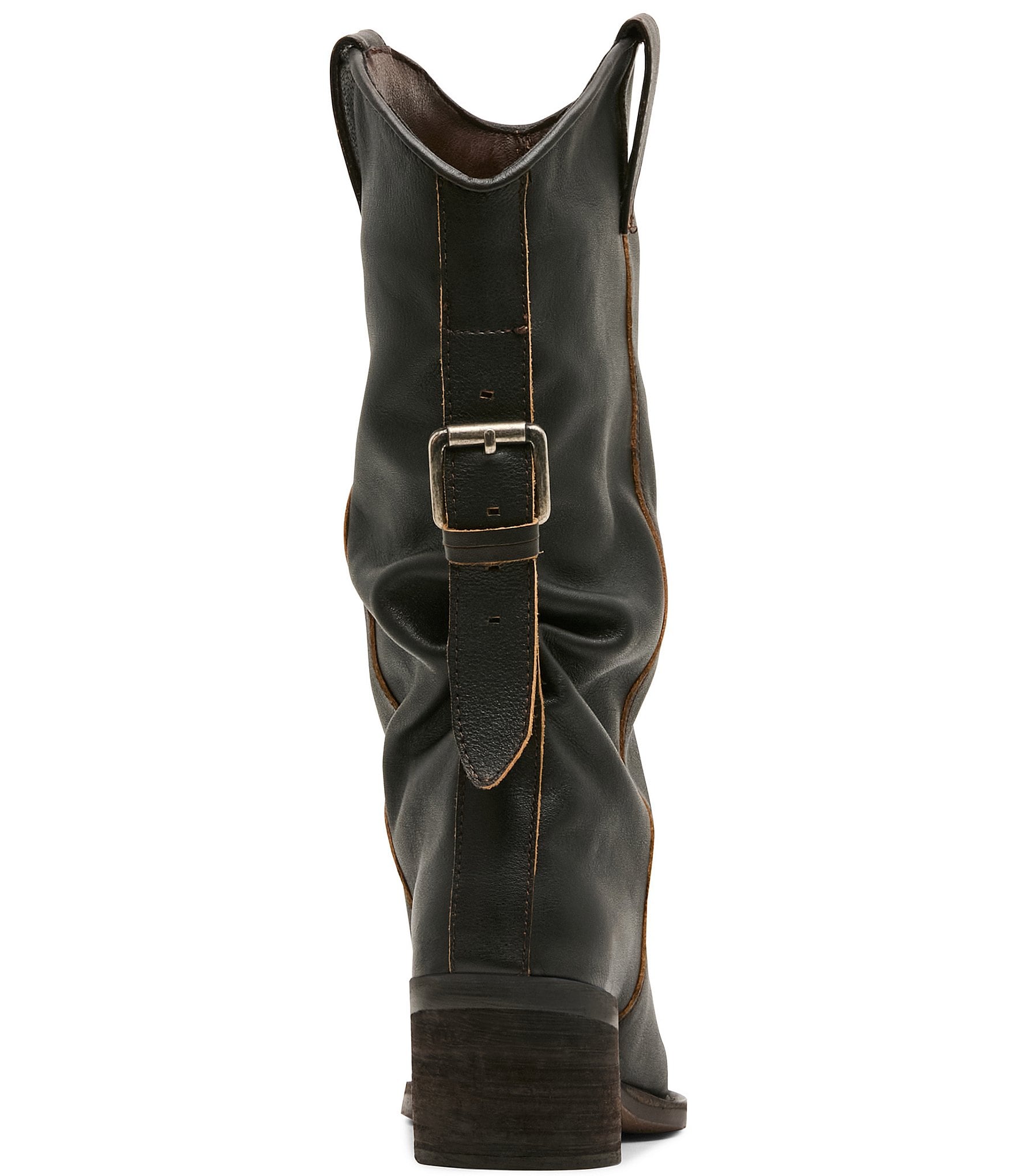 Steve Madden Aldora Distressed Leather Cuffed Backstrap Western Boots