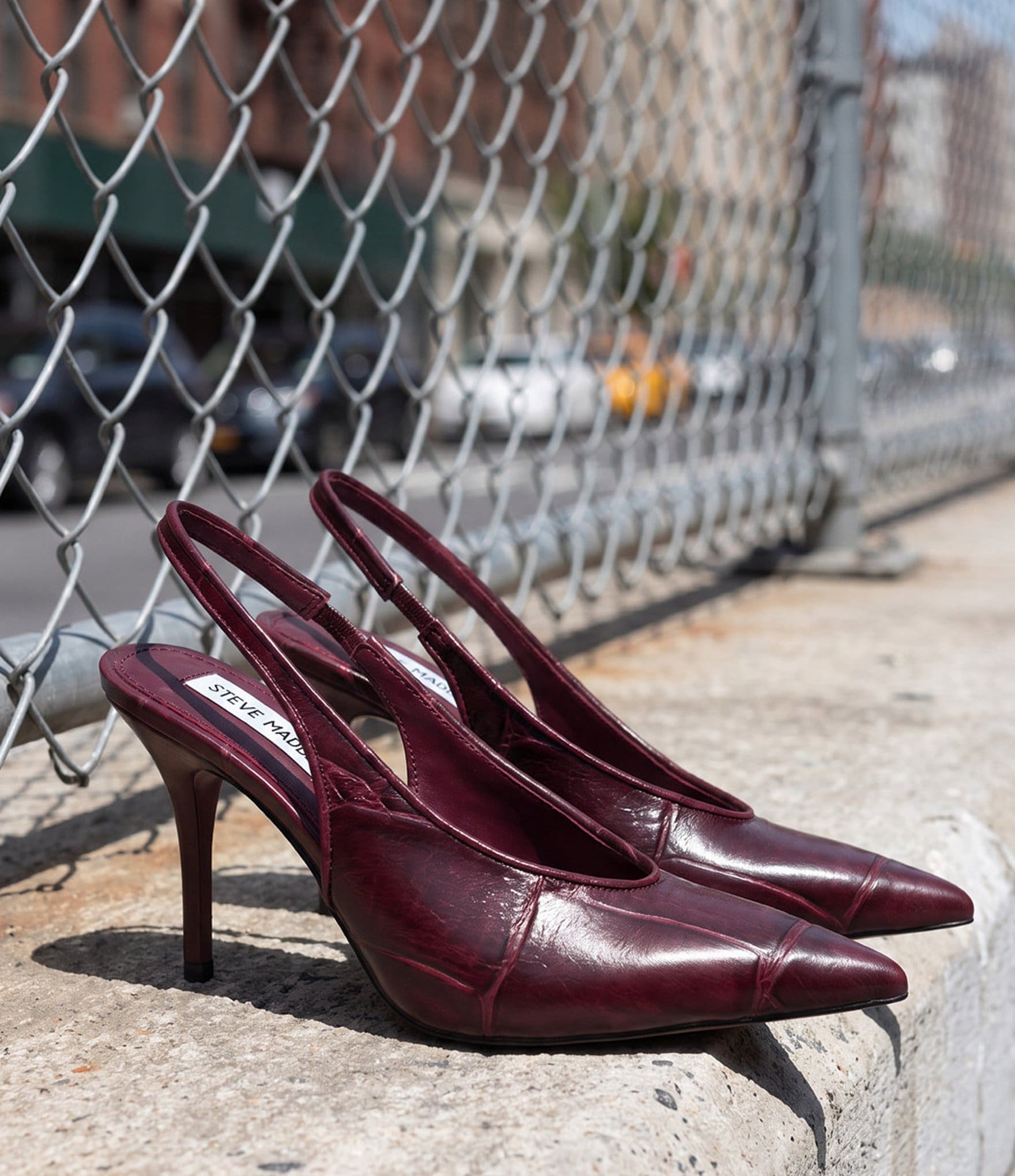 Steve Madden Andromeda Eel Embossed High Vamp Slingback Pumps