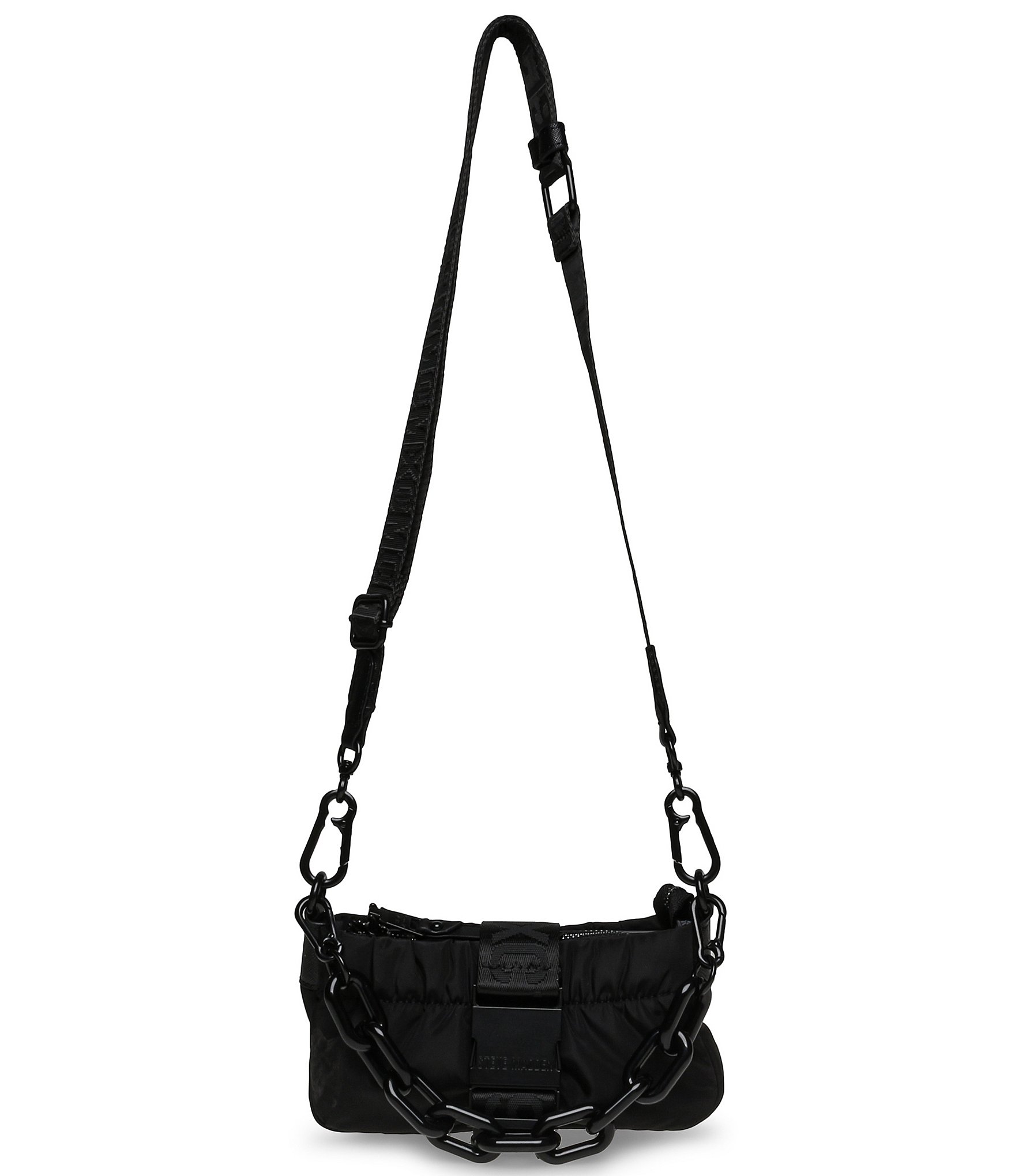 Steve Madden Astro Black Puffy Quilted Nylon Chain Detailing Mini ...