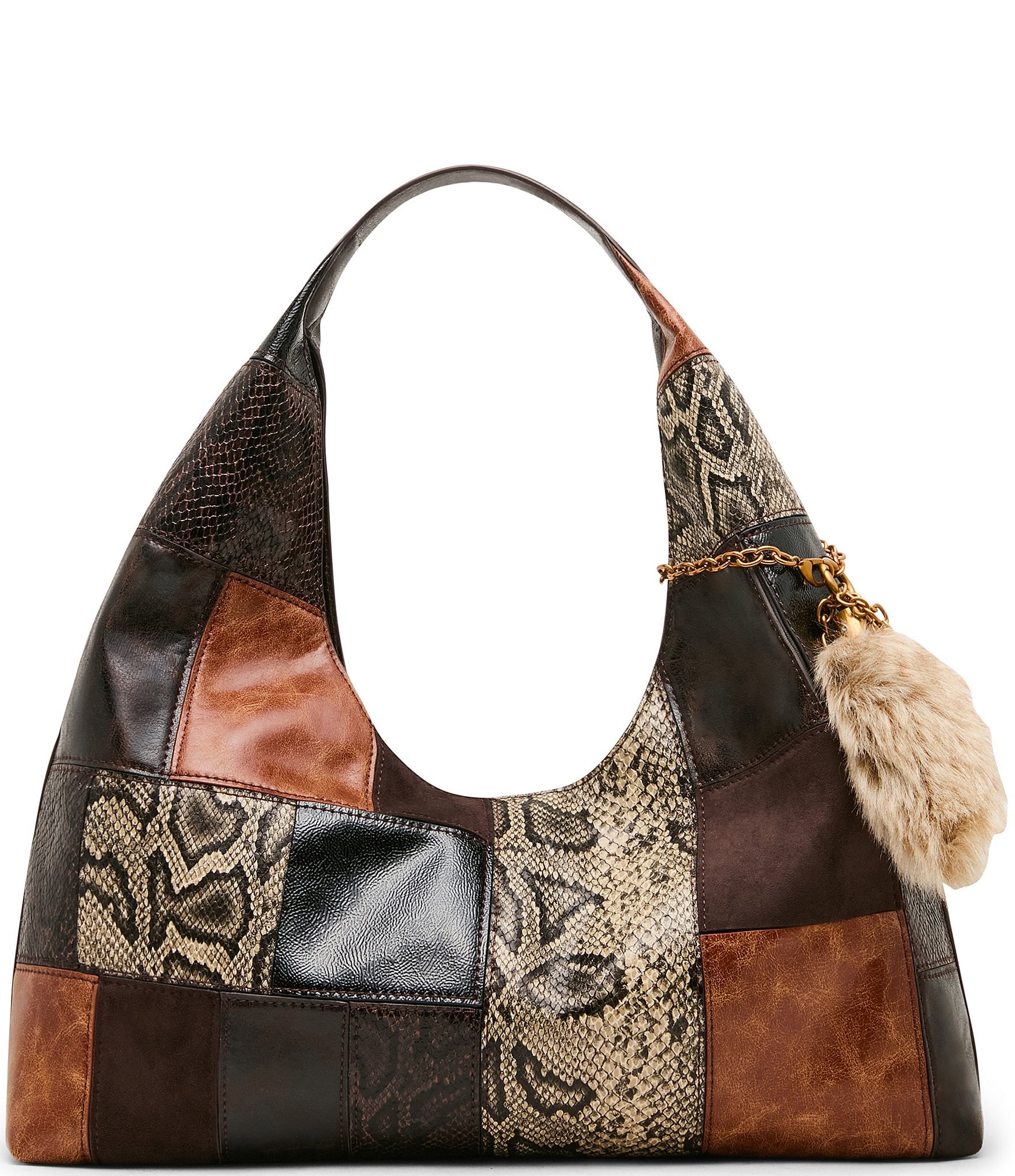 Steve Madden Auraa Snake Print Patchwork Shoulder Bag