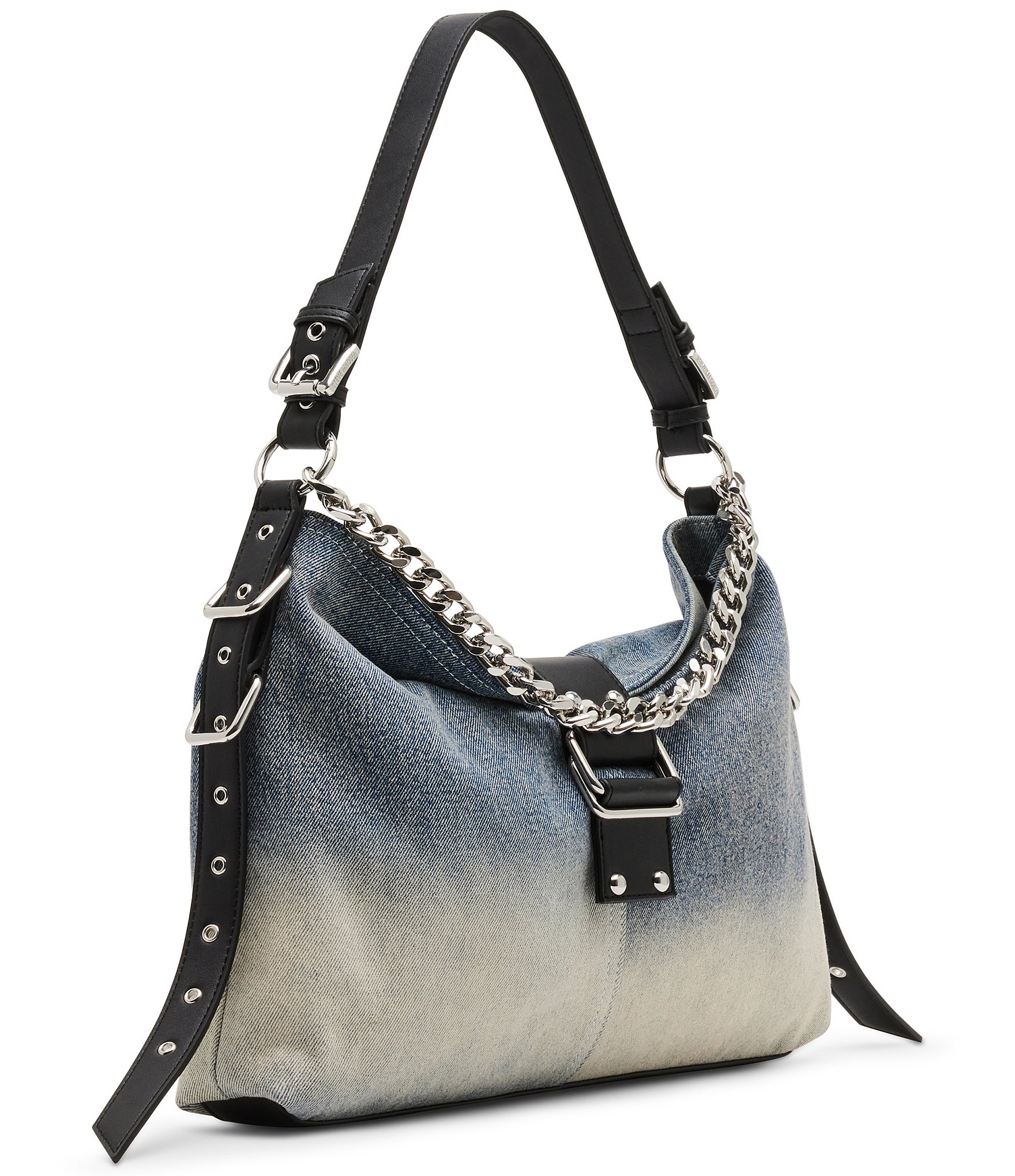 Steve Madden Balyssa Chain Charm Buckled Slouchy Hobo Bag