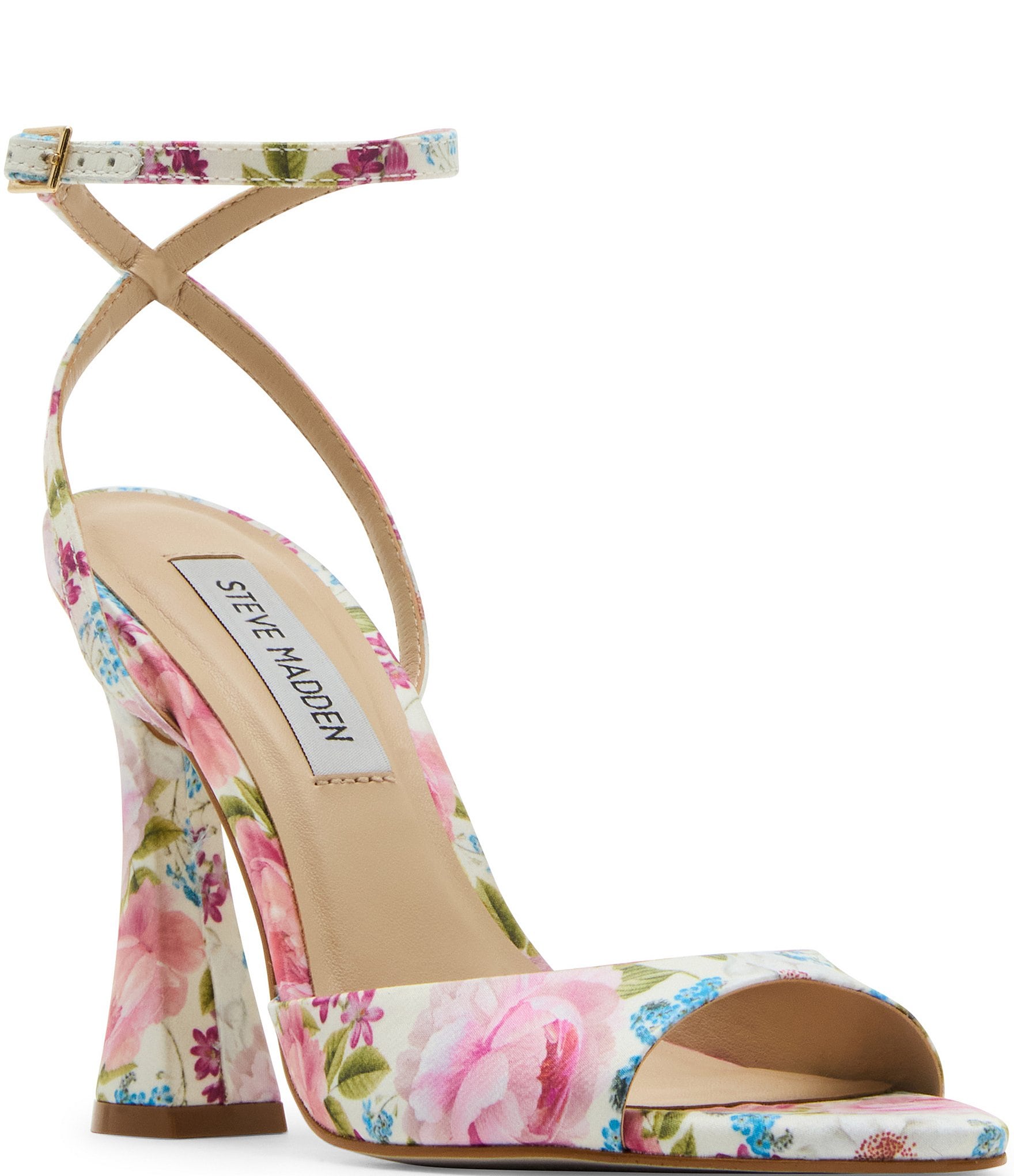 Steve Madden Beki Floral Print Satin Sculptural Heel Dress