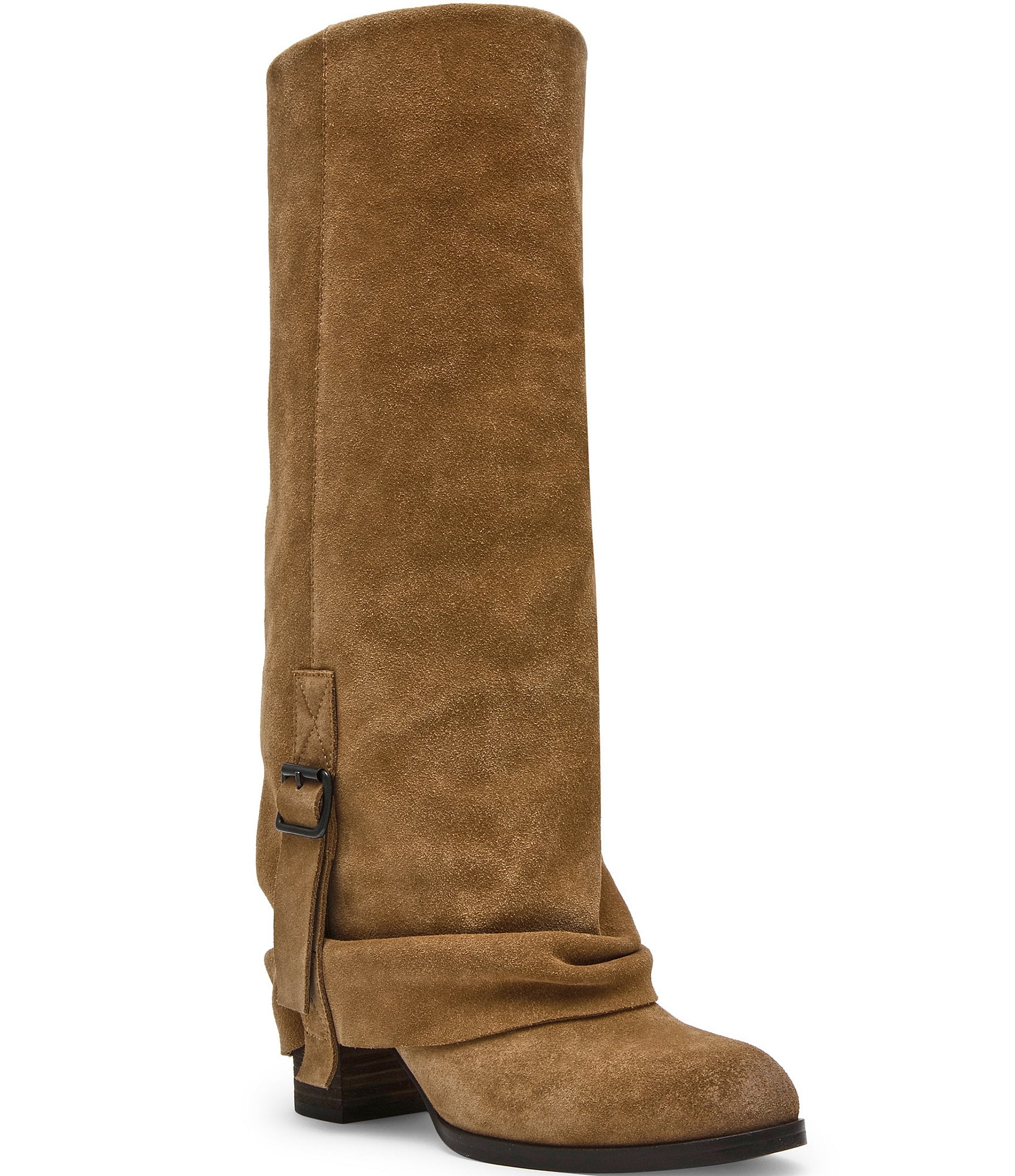 Steve Madden Bozeman Suede Cuffed Buckle Tall Boots
