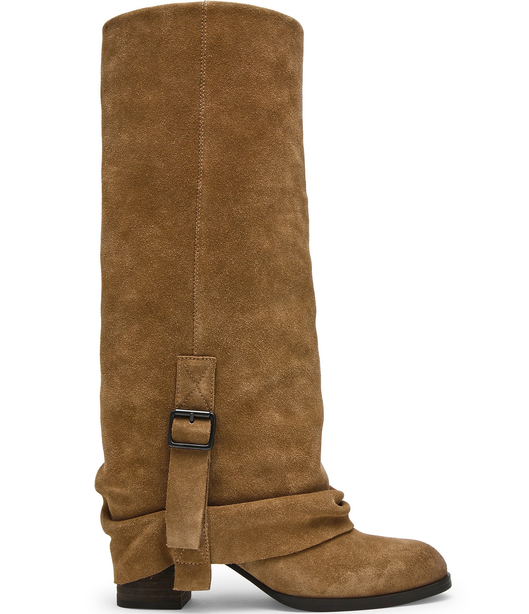 Steve Madden Bozeman Suede Cuffed Buckle Tall Boots
