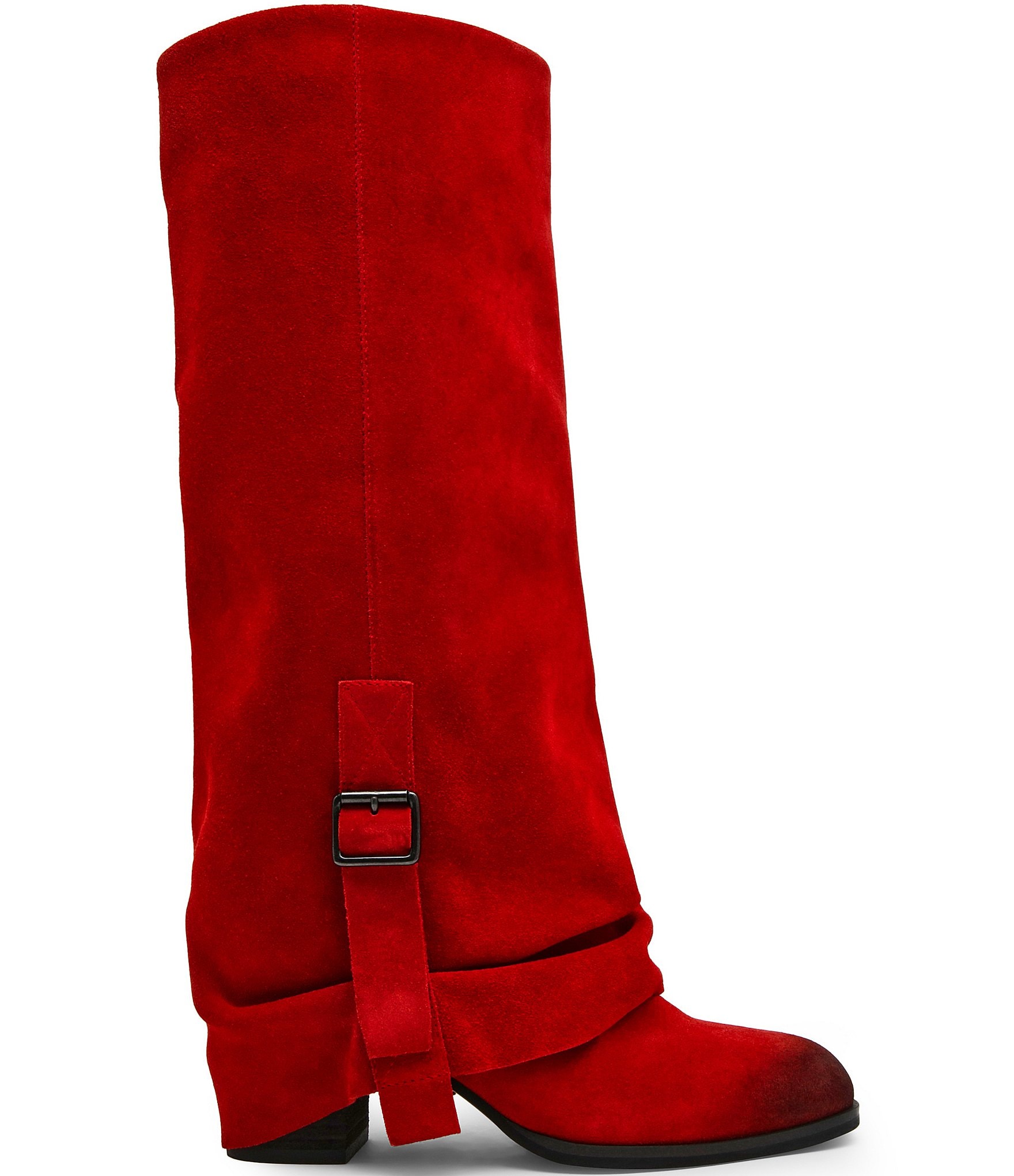 Steve Madden Bozeman Suede Cuffed Buckle Tall Boots