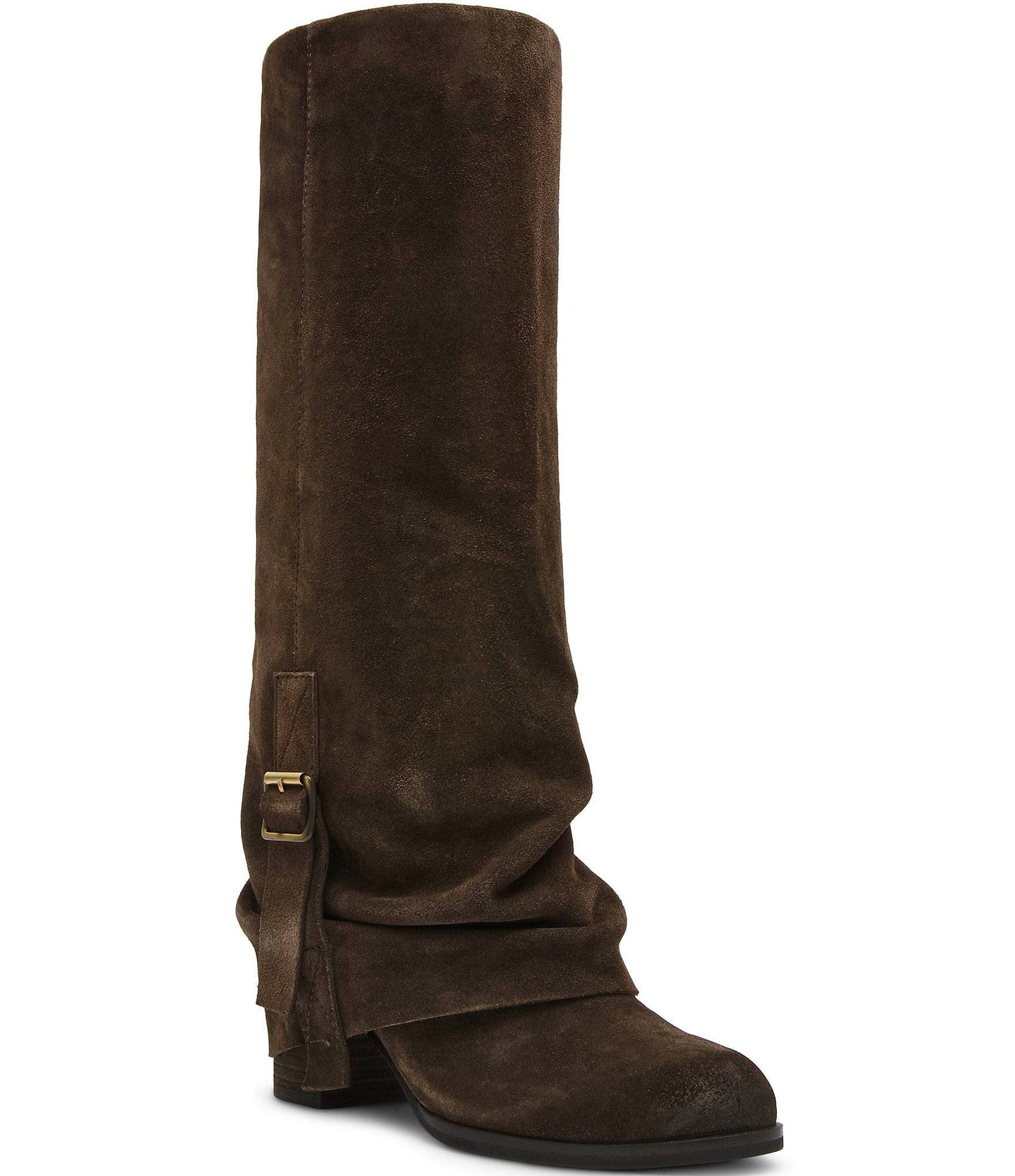 Steve Madden Bozeman Suede Cuffed Buckle Tall Boots