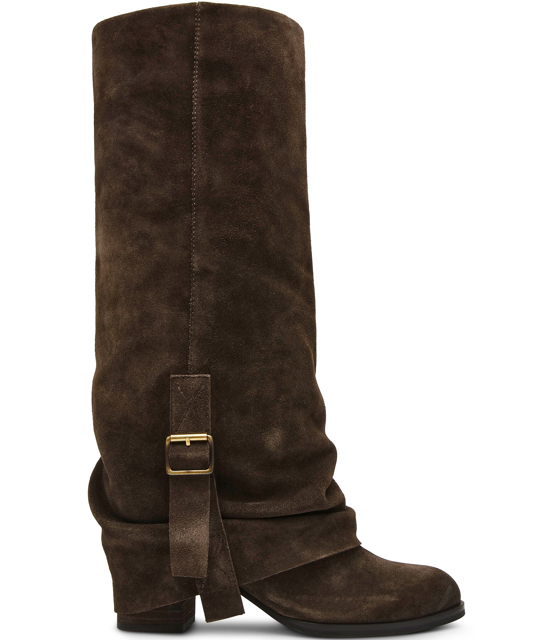 Steve Madden Bozeman Suede Cuffed Buckle Tall Boots