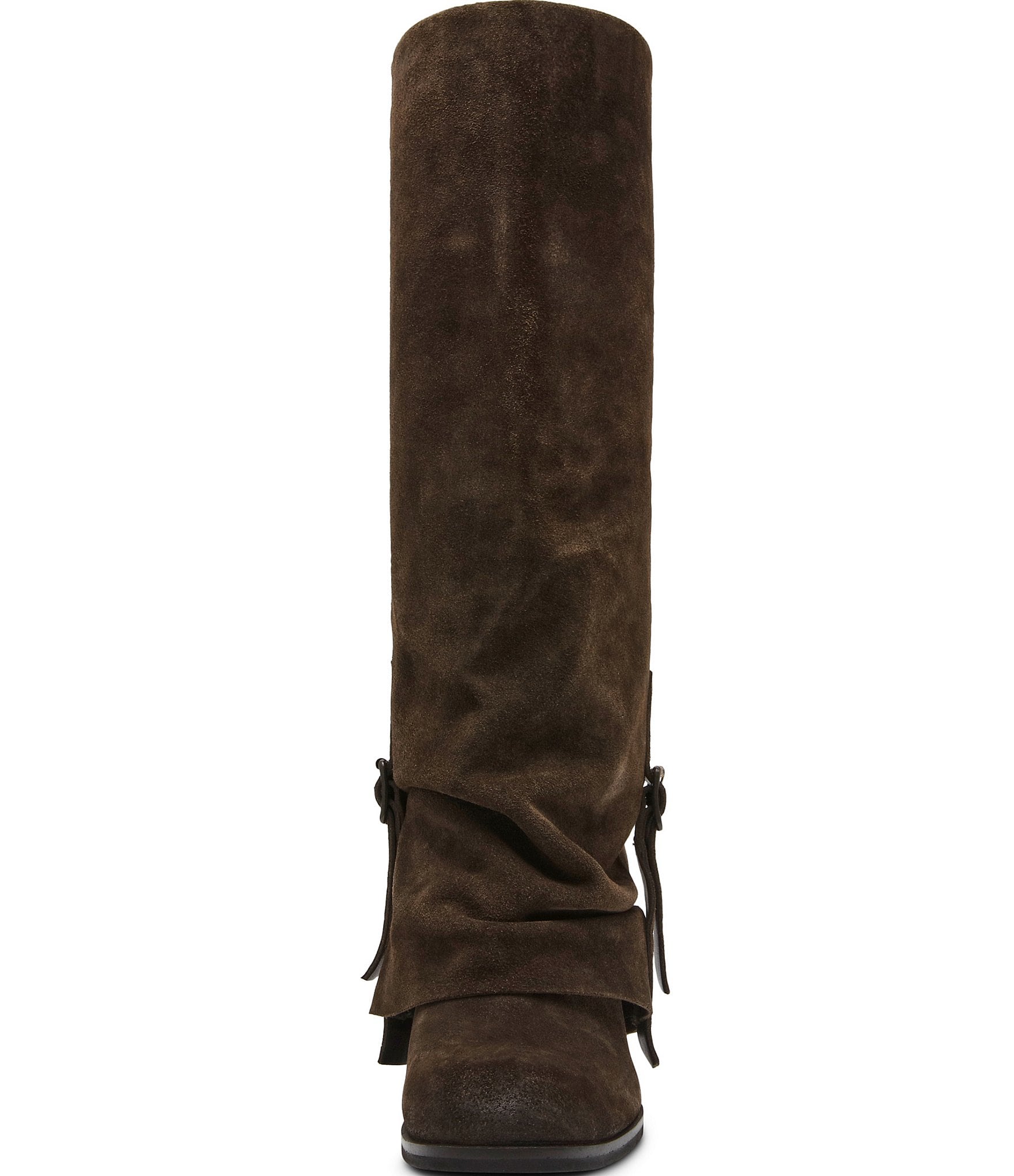 Steve Madden Bozeman Suede Cuffed Buckle Tall Boots