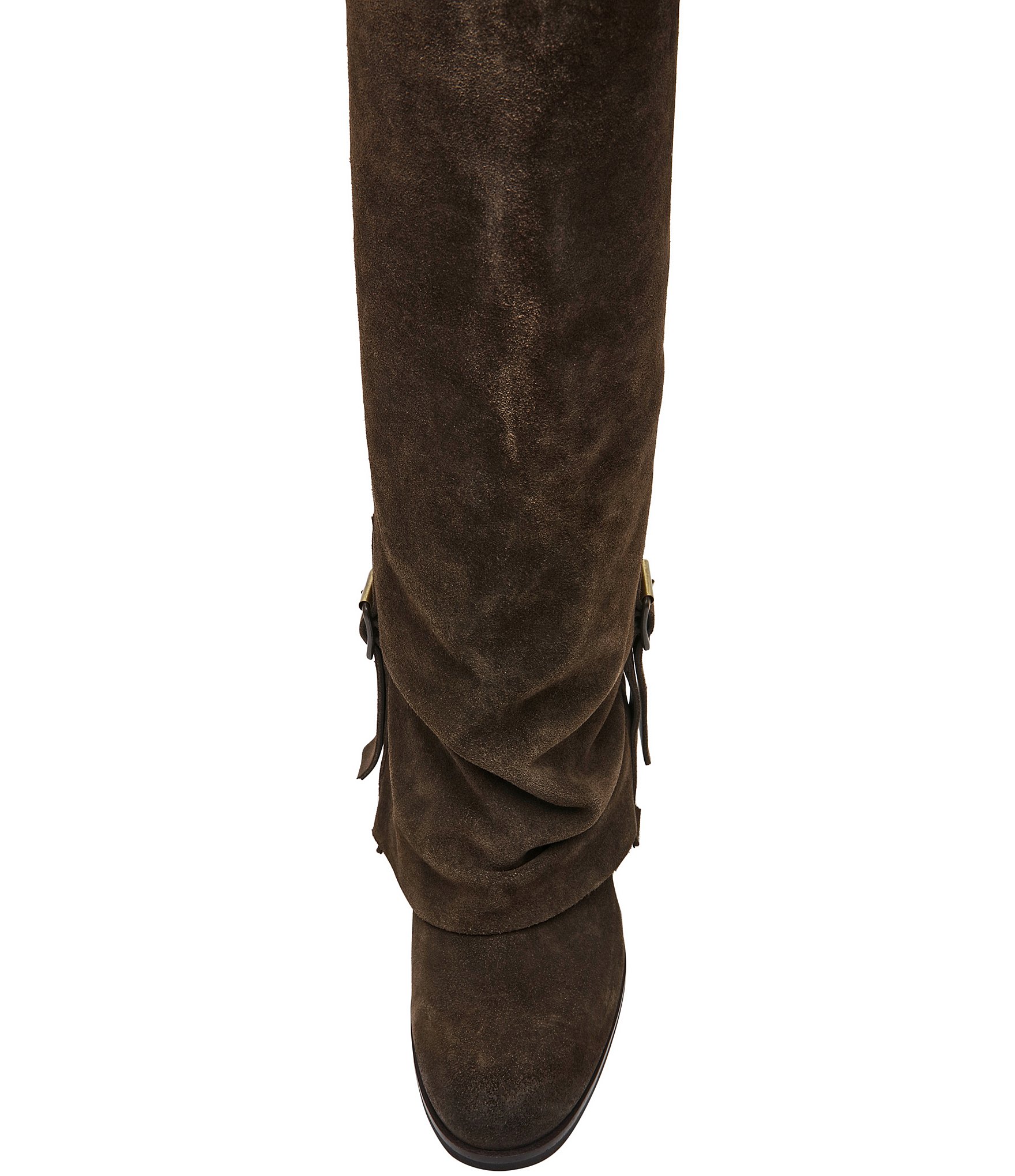 Steve Madden Bozeman Suede Cuffed Buckle Tall Boots