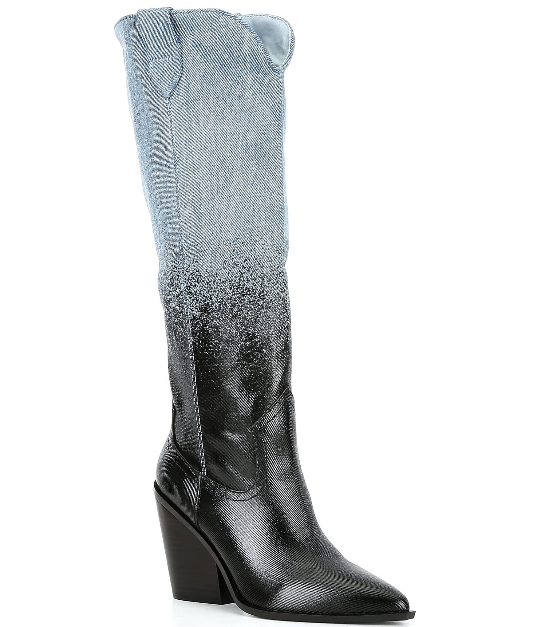 Steve Madden Bronco Denim Ombre Western Tall Boots | Dillard's