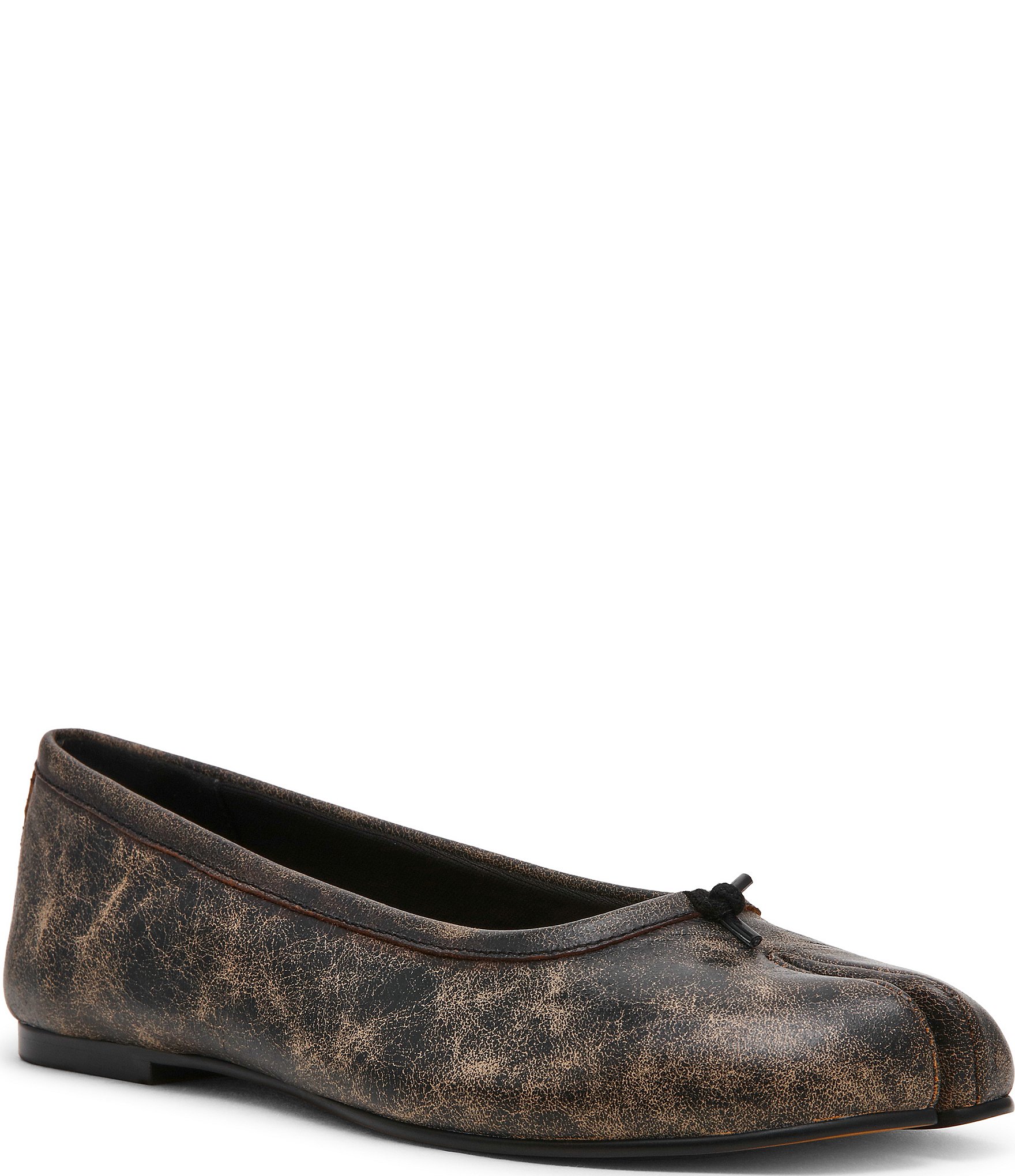 Steve Madden Calico Distressed Leather Split Toe Ballet Flats