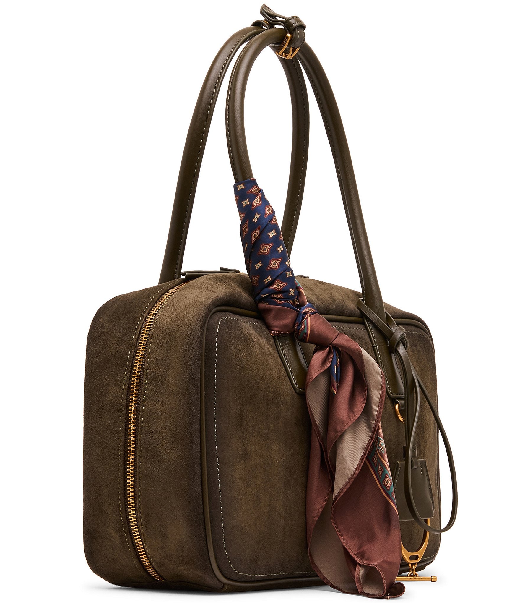 Steve Madden Candie Double Handle Scarf & Charm Satchel Bag