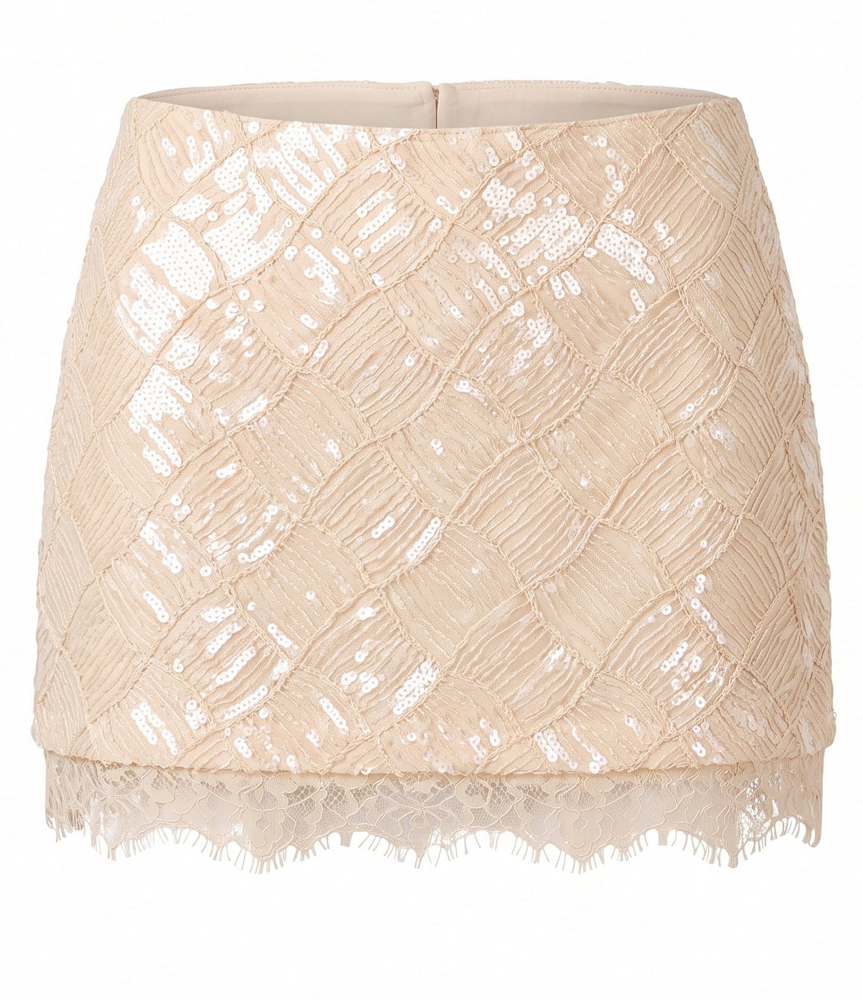 Steve Madden Cindi Diamond Sequin Mesh Micro Mini Skirt