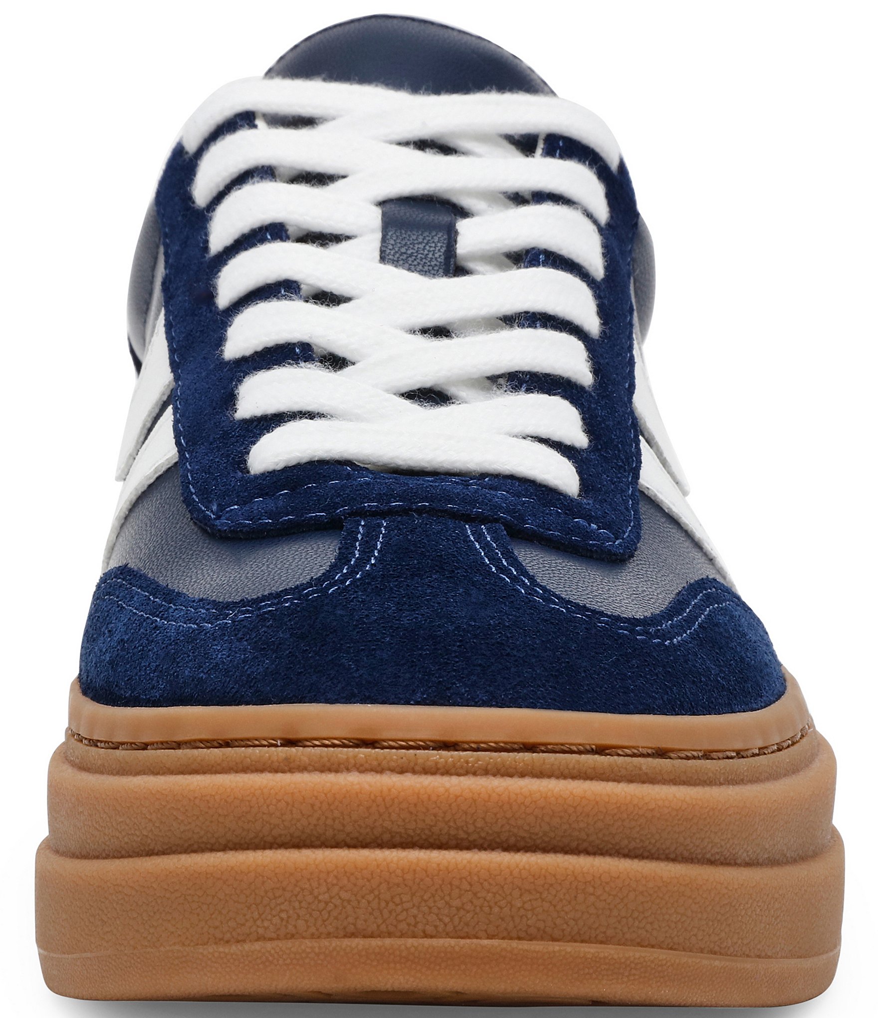 Steve Madden Dodge Suede and Leather Low-Top Gum Sole Platform Sneakers