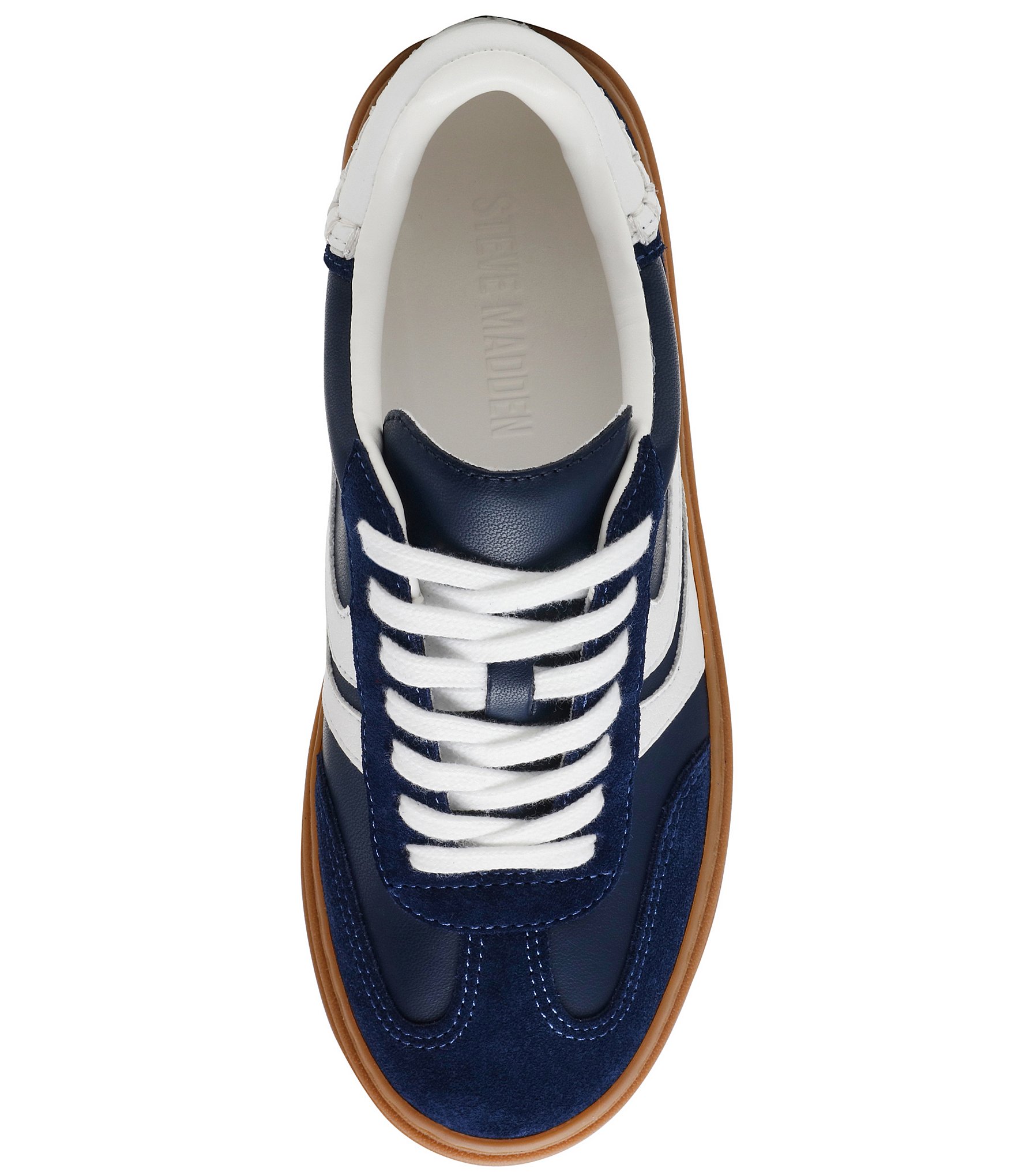 Steve Madden Dodge Suede and Leather Low-Top Gum Sole Platform Sneakers