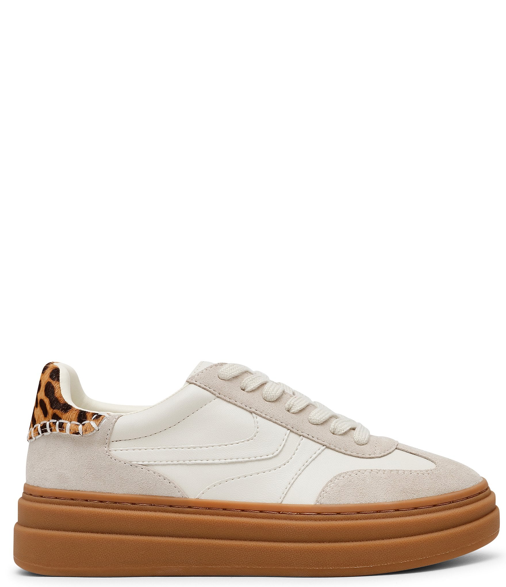Steve Madden Dodge Suede and Leather Low-Top Gum Sole Platform Sneakers
