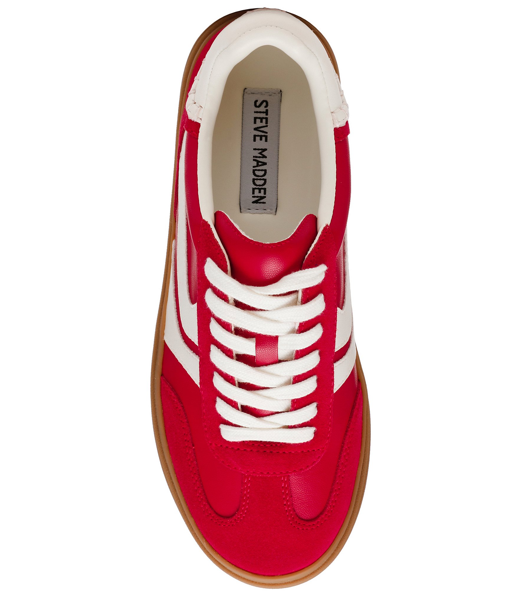 Steve Madden Dodge Suede and Leather Low-Top Gum Sole Platform Sneakers