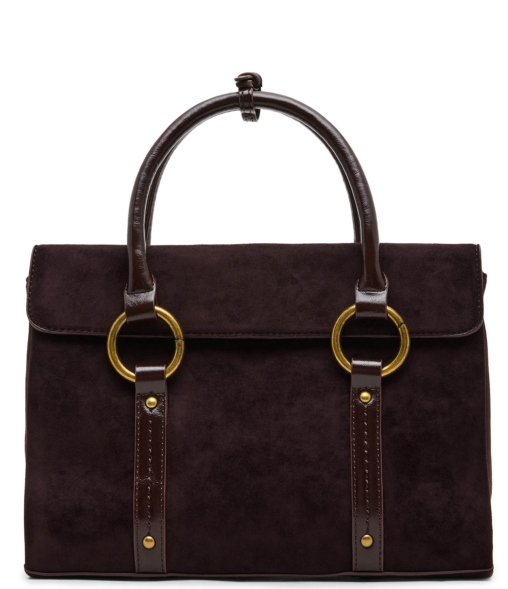 Steve Madden Dunstan Suede Hardware Bag Charm Satchel Bag