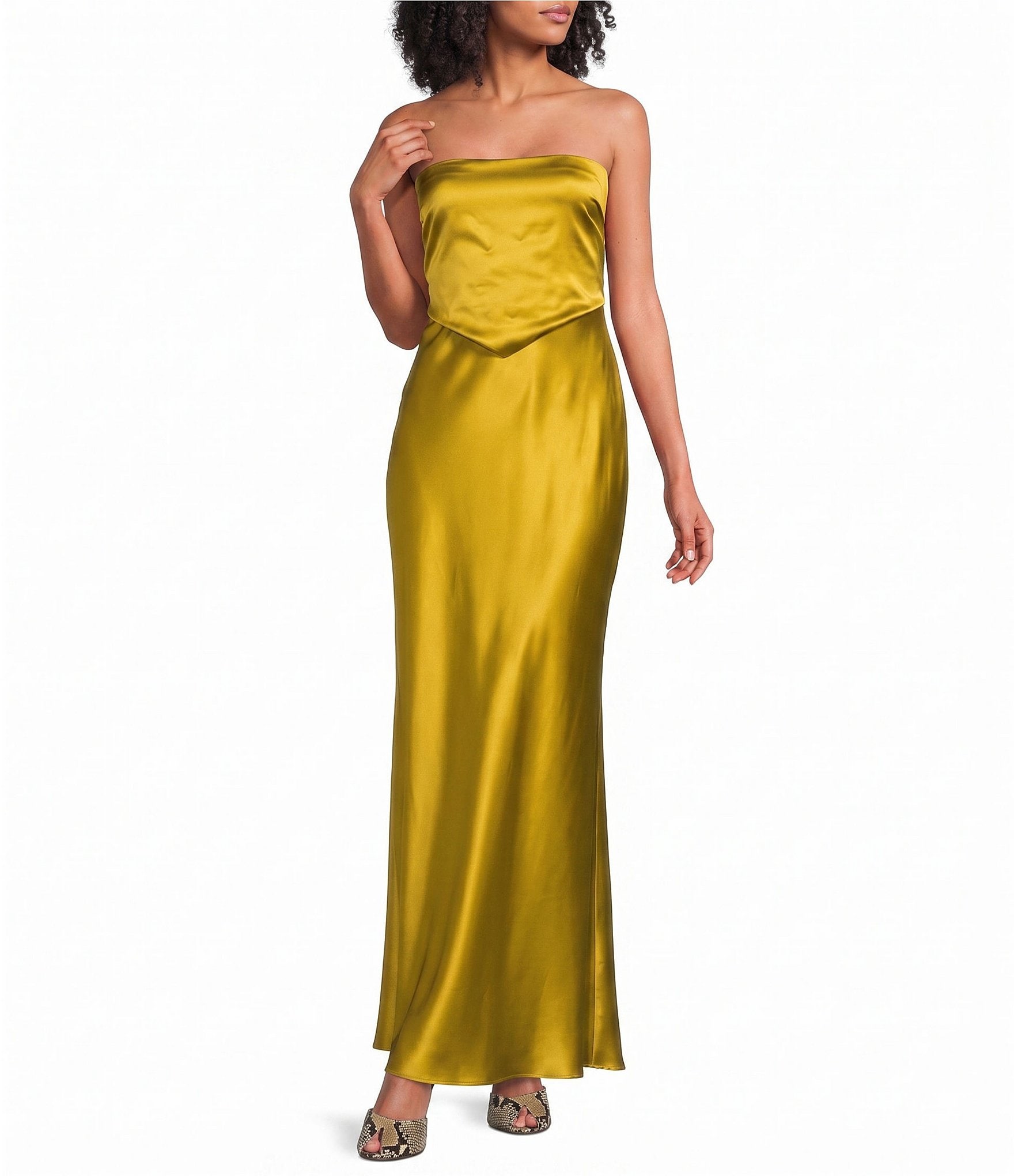 Steve Madden Elaia Strapless Satin Maxi Dress