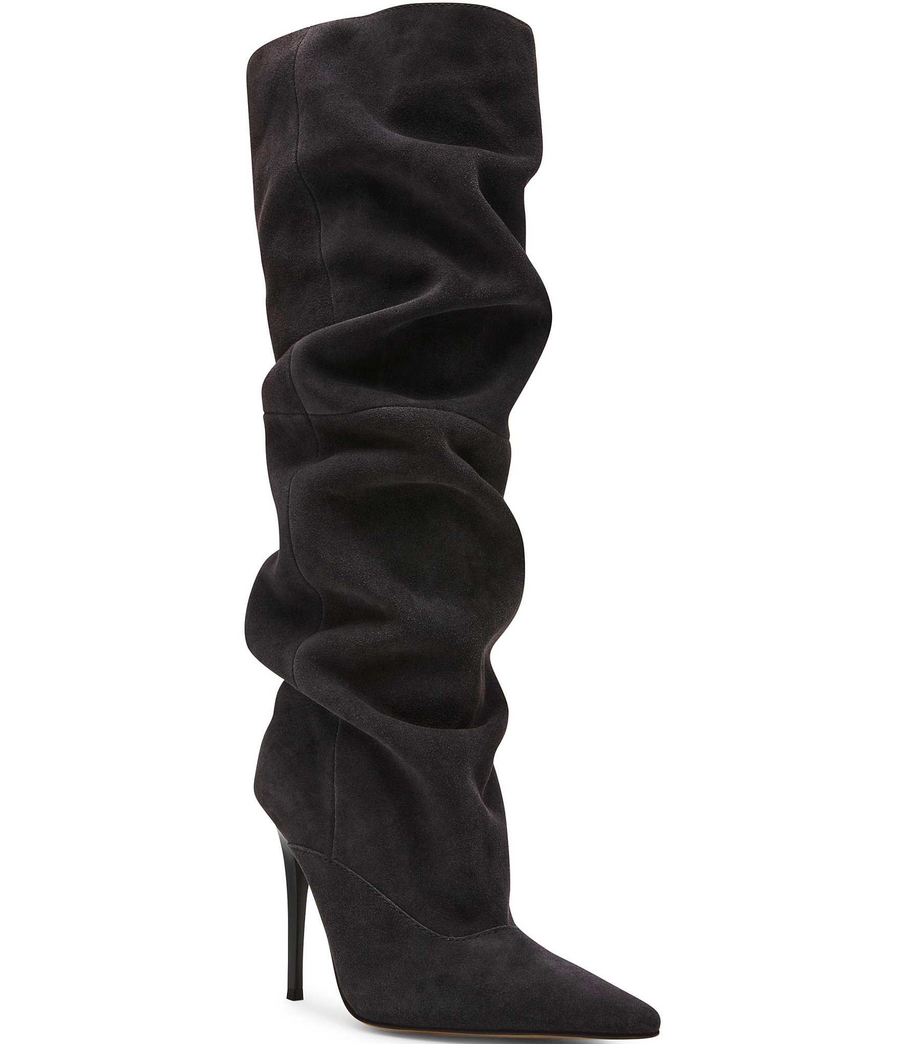 Steve Madden Elona Suede Scrunch Knee High Pointed Toe Boots