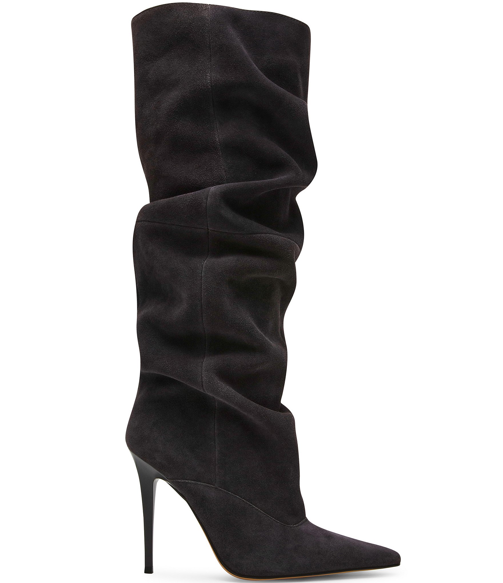 Steve Madden Elona Suede Scrunch Knee High Pointed Toe Boots