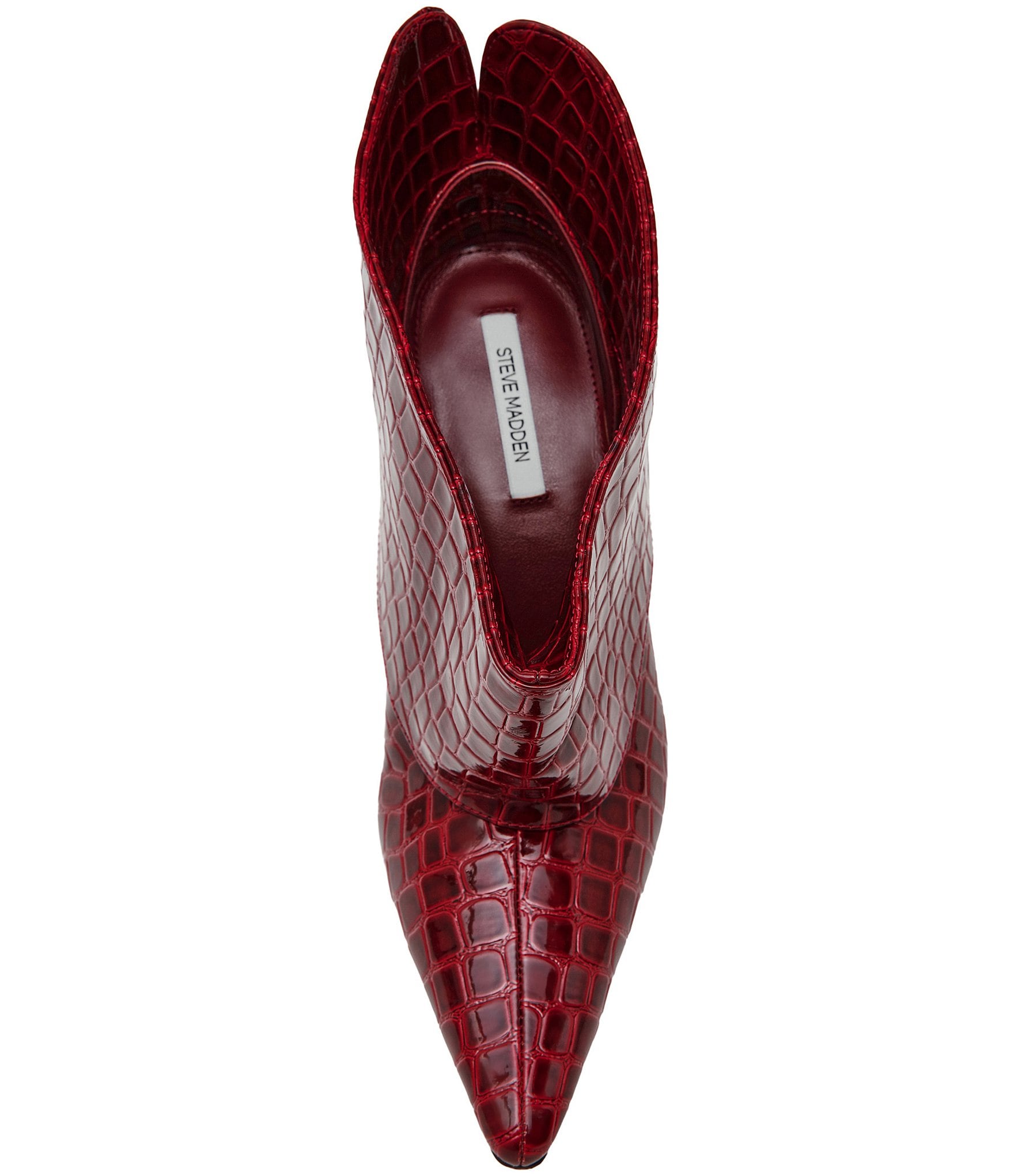 Steve Madden Enella Croco Embossed Cuffed Pointed Toe Stiletto Ankle Booties