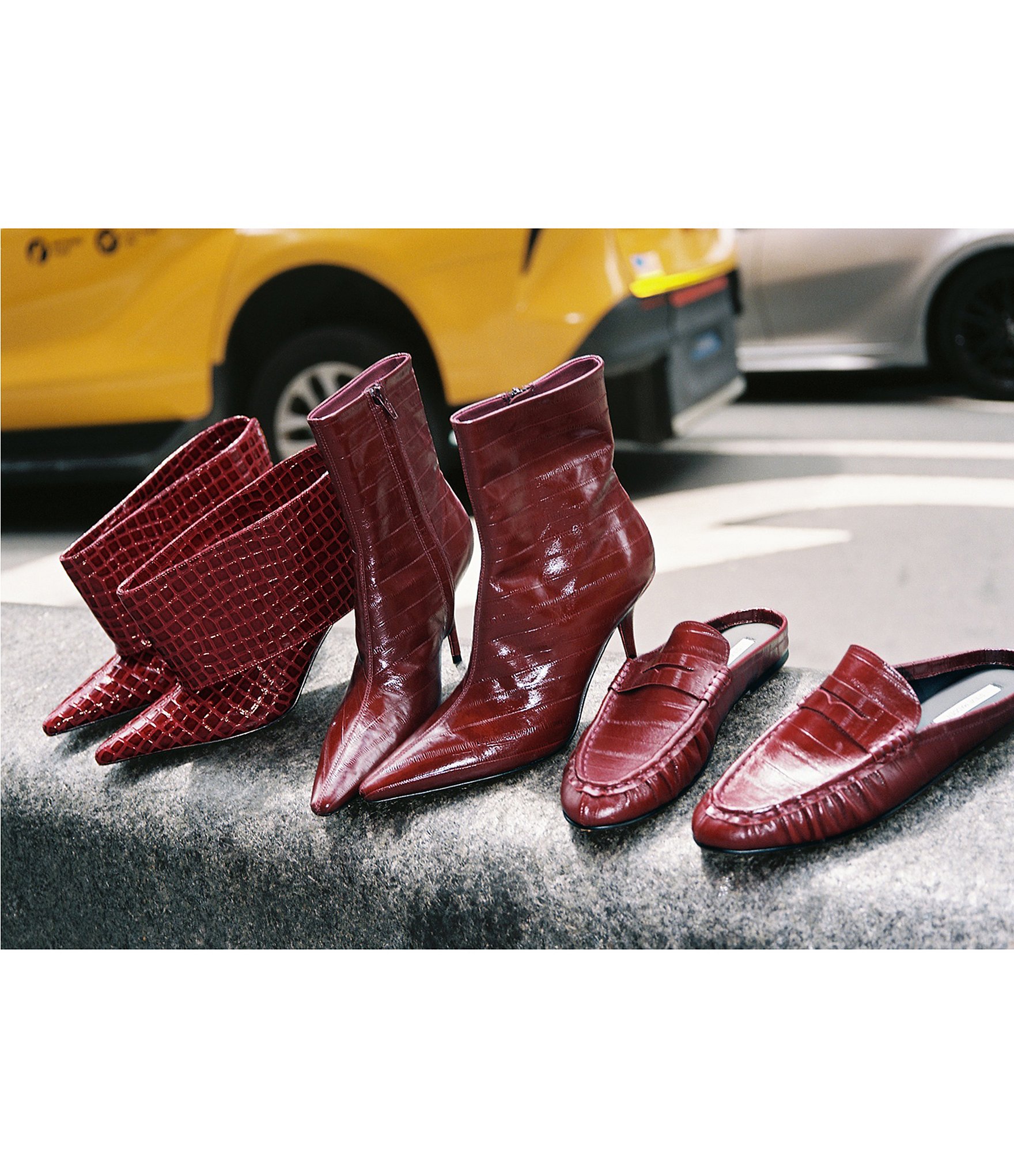 Steve Madden Enella Croco Embossed Cuffed Pointed Toe Stiletto Ankle Booties