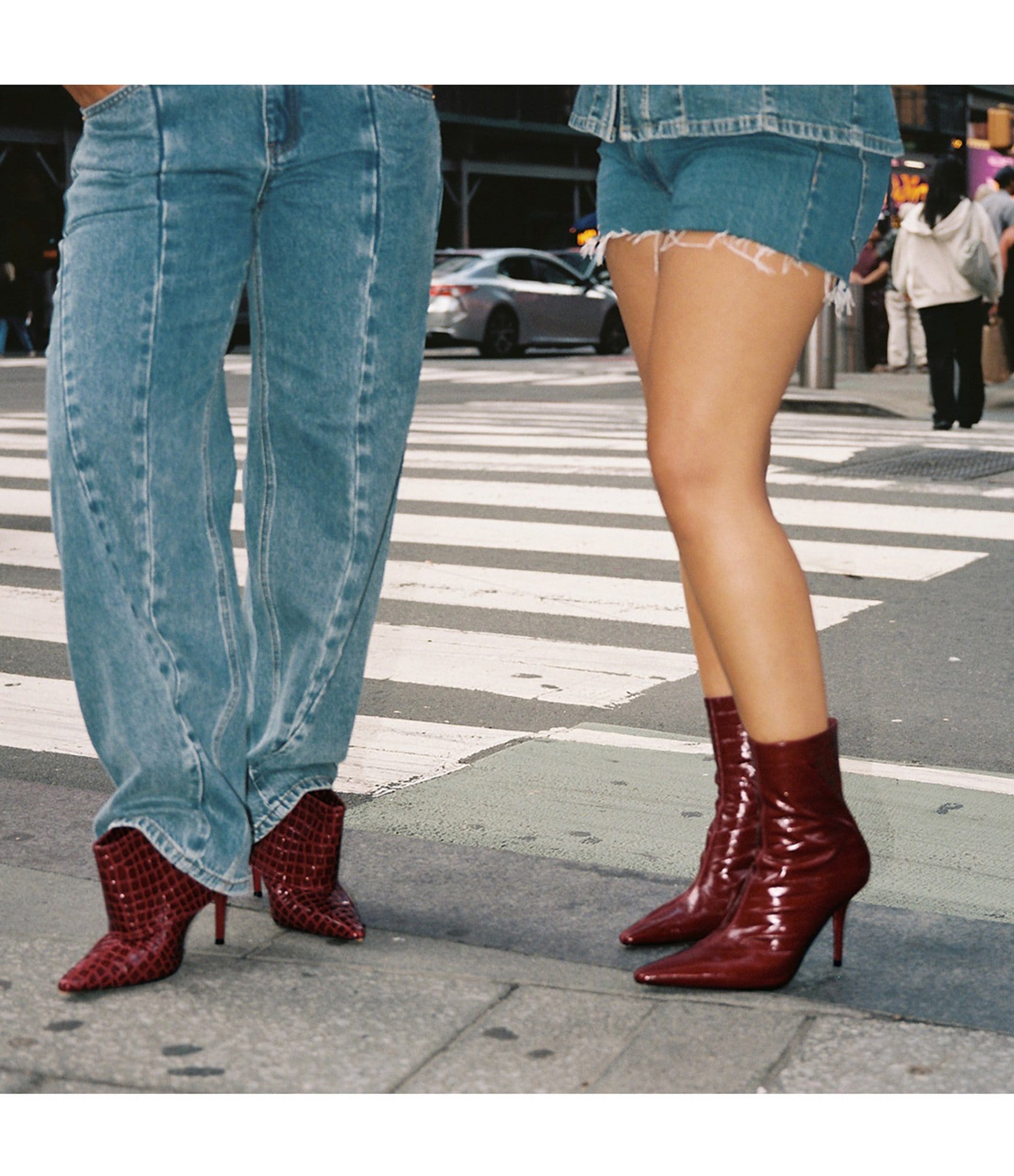 Steve Madden Enella Croco Embossed Cuffed Pointed Toe Stiletto Ankle Booties