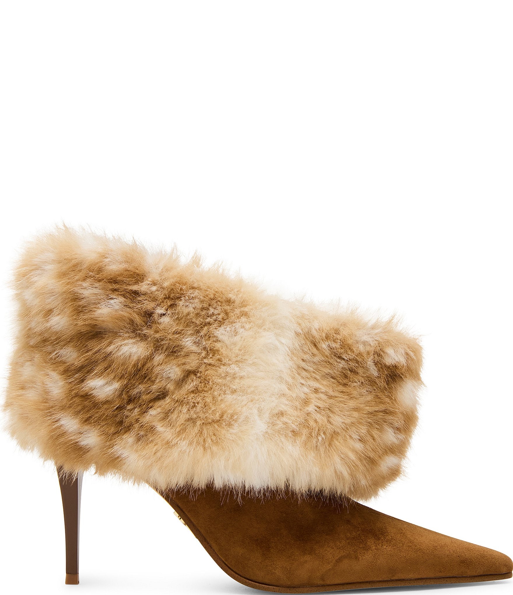 Steve Madden Enella Faux Fur Cuff Pointed Toe Stiletto Ankle Booties