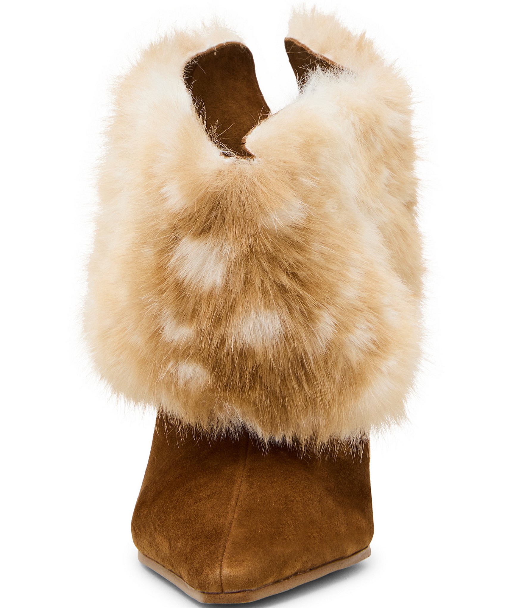 Steve Madden Enella Faux Fur Cuff Pointed Toe Stiletto Ankle Booties