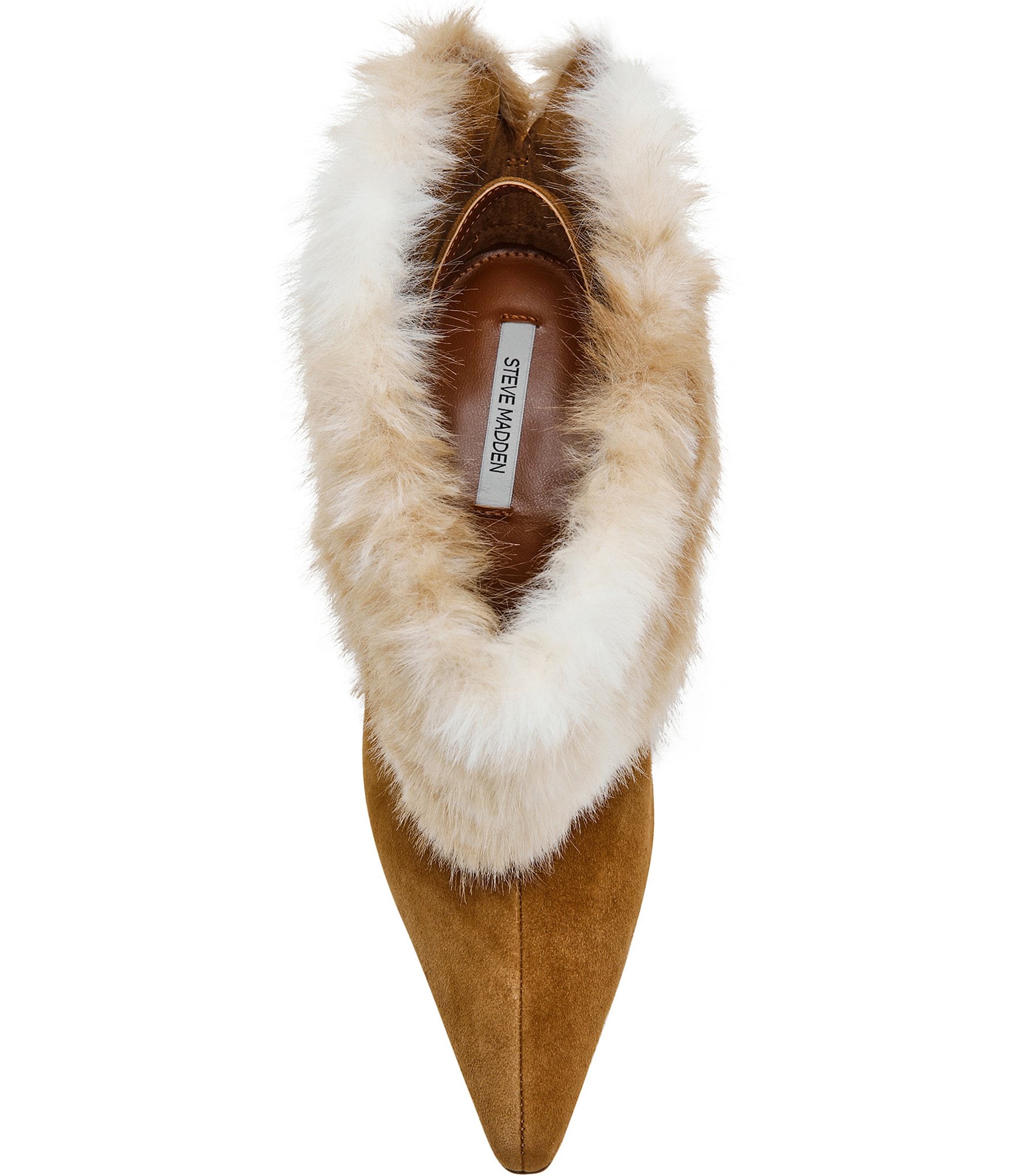 Steve Madden Enella Faux Fur Cuff Pointed Toe Stiletto Ankle Booties