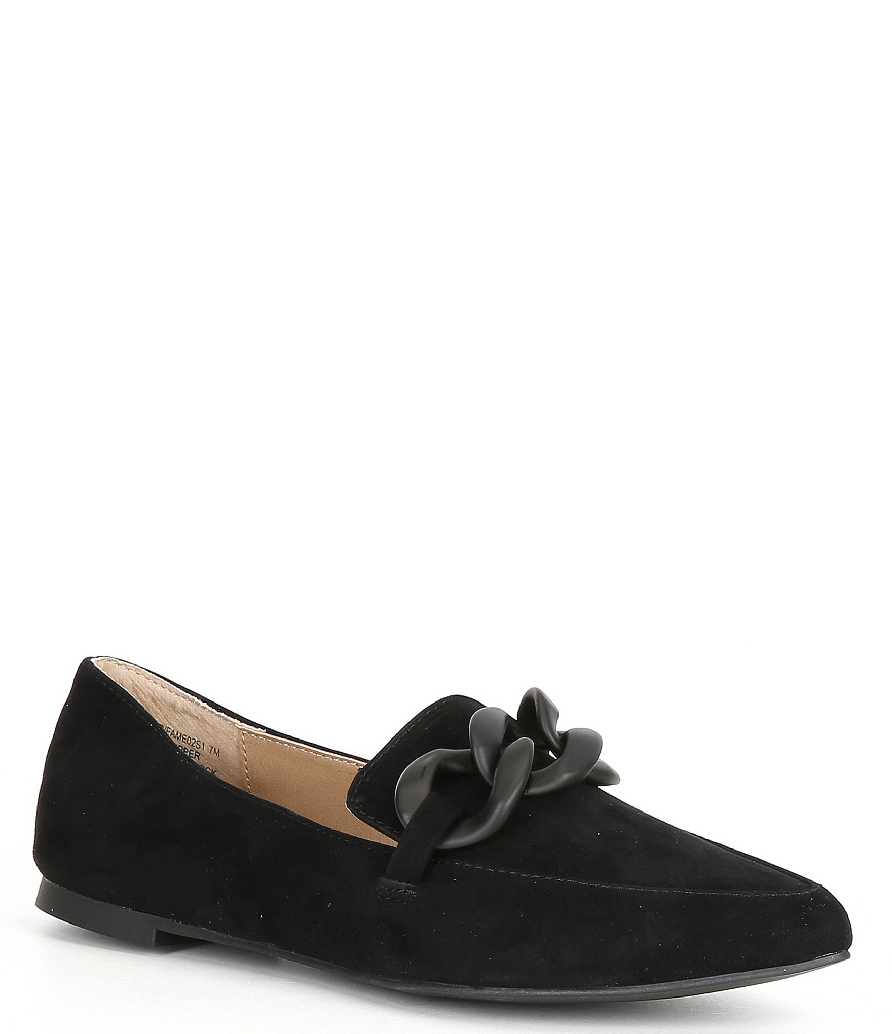 Surichinmoi Glamour Pegajoso Steve Madden Famed Suede Chain Detail Dress Flats | Dillard's