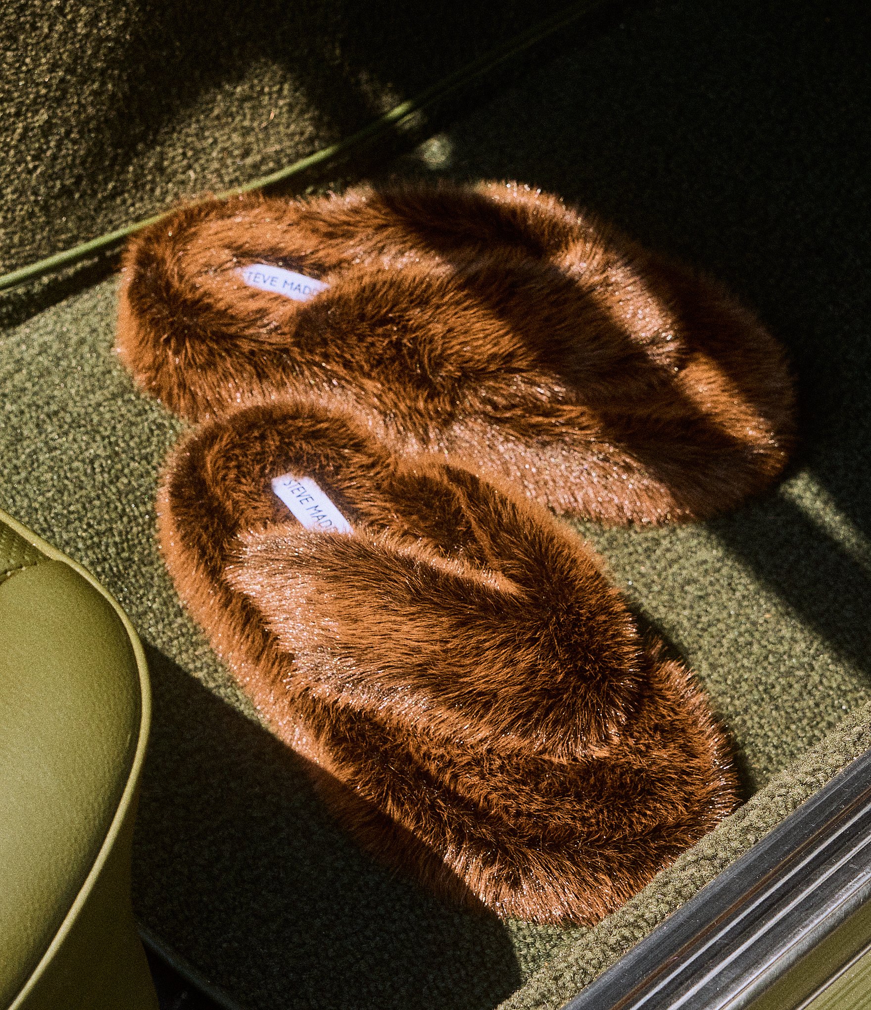 Steve Madden Fizzy Faux Fur Thong Slippers