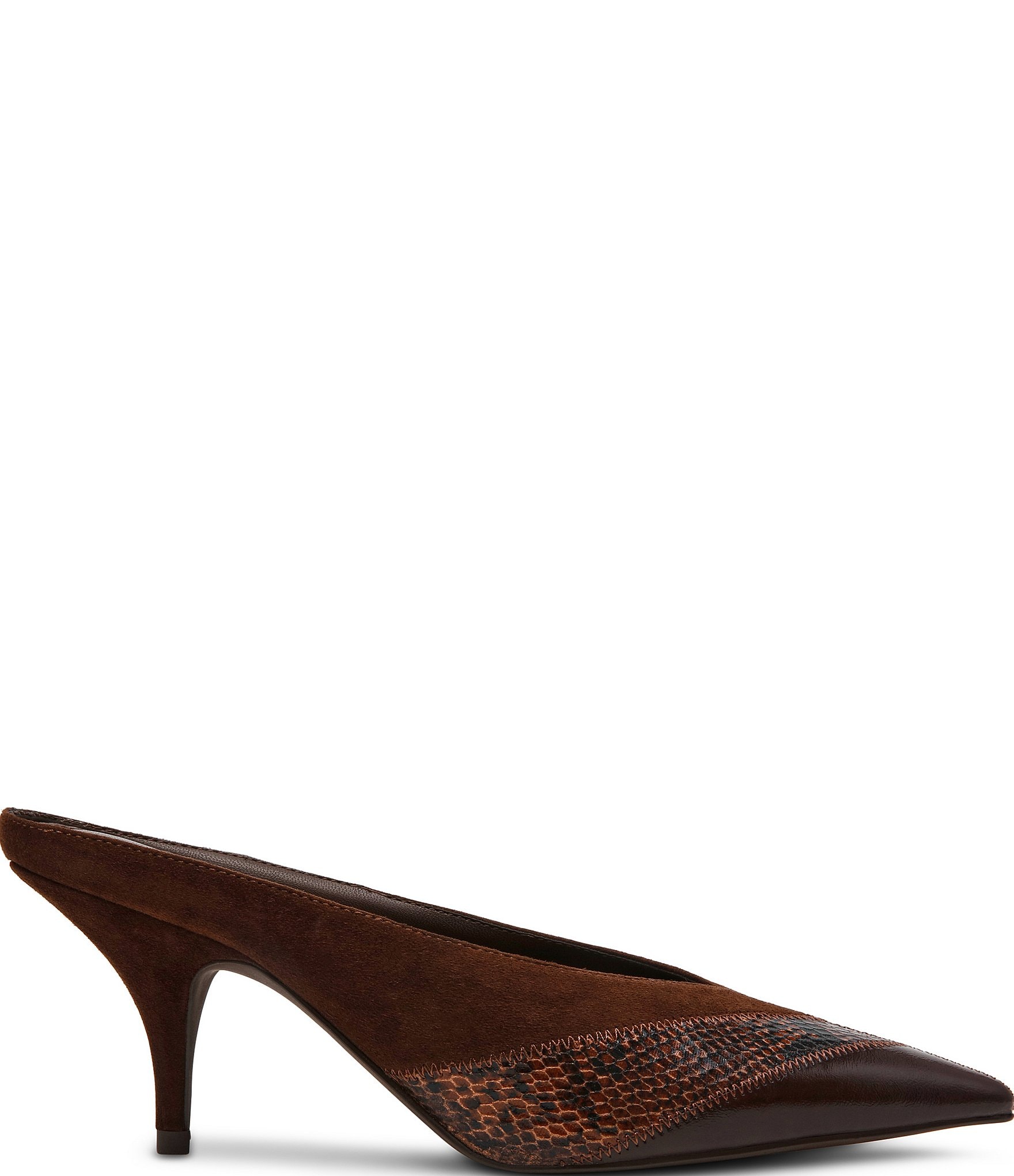 Steve Madden Fonza Patchwork Snake Print High Vamp Pointed Toe Dress Mules