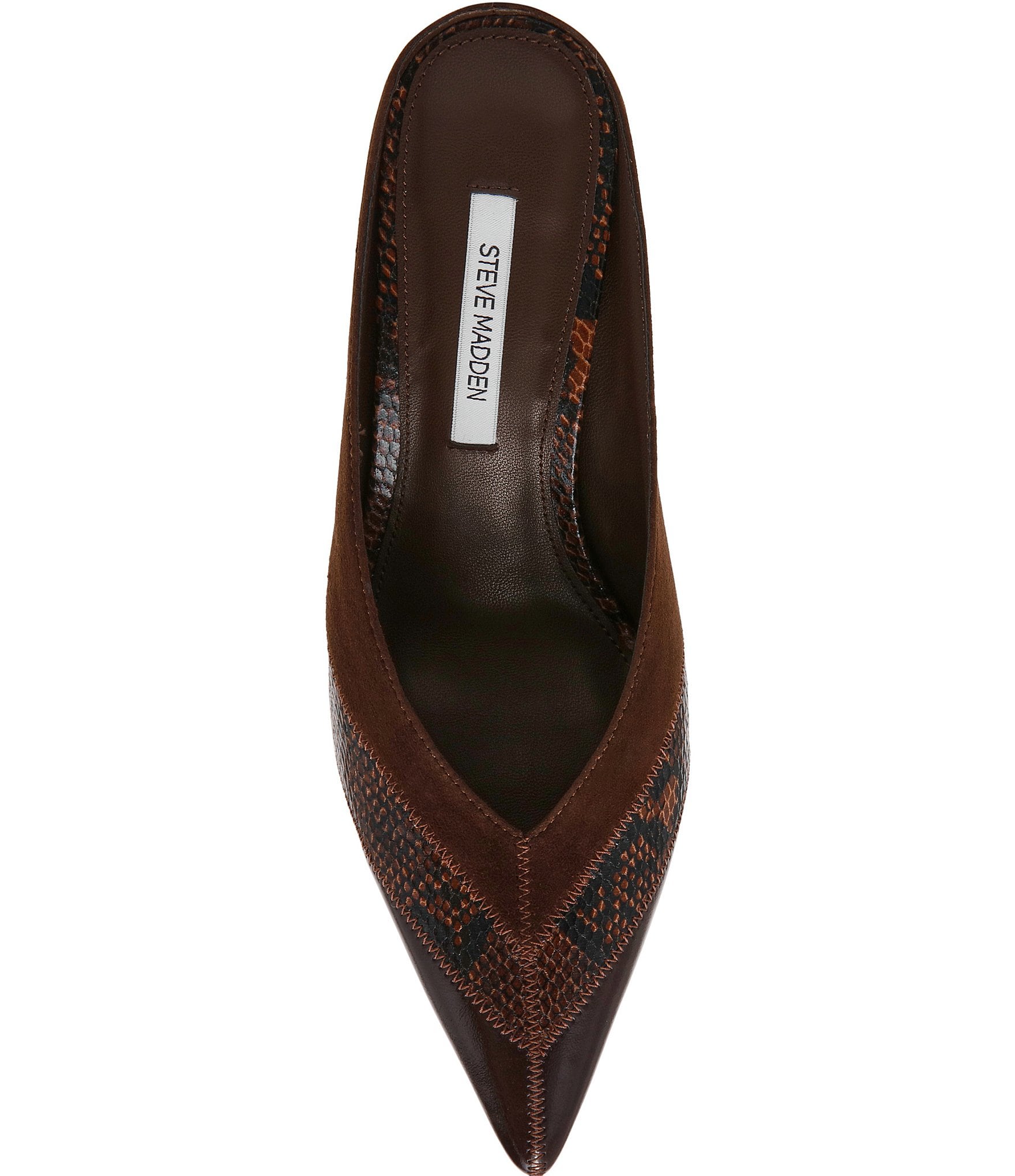 Steve Madden Fonza Patchwork Snake Print High Vamp Pointed Toe Dress Mules