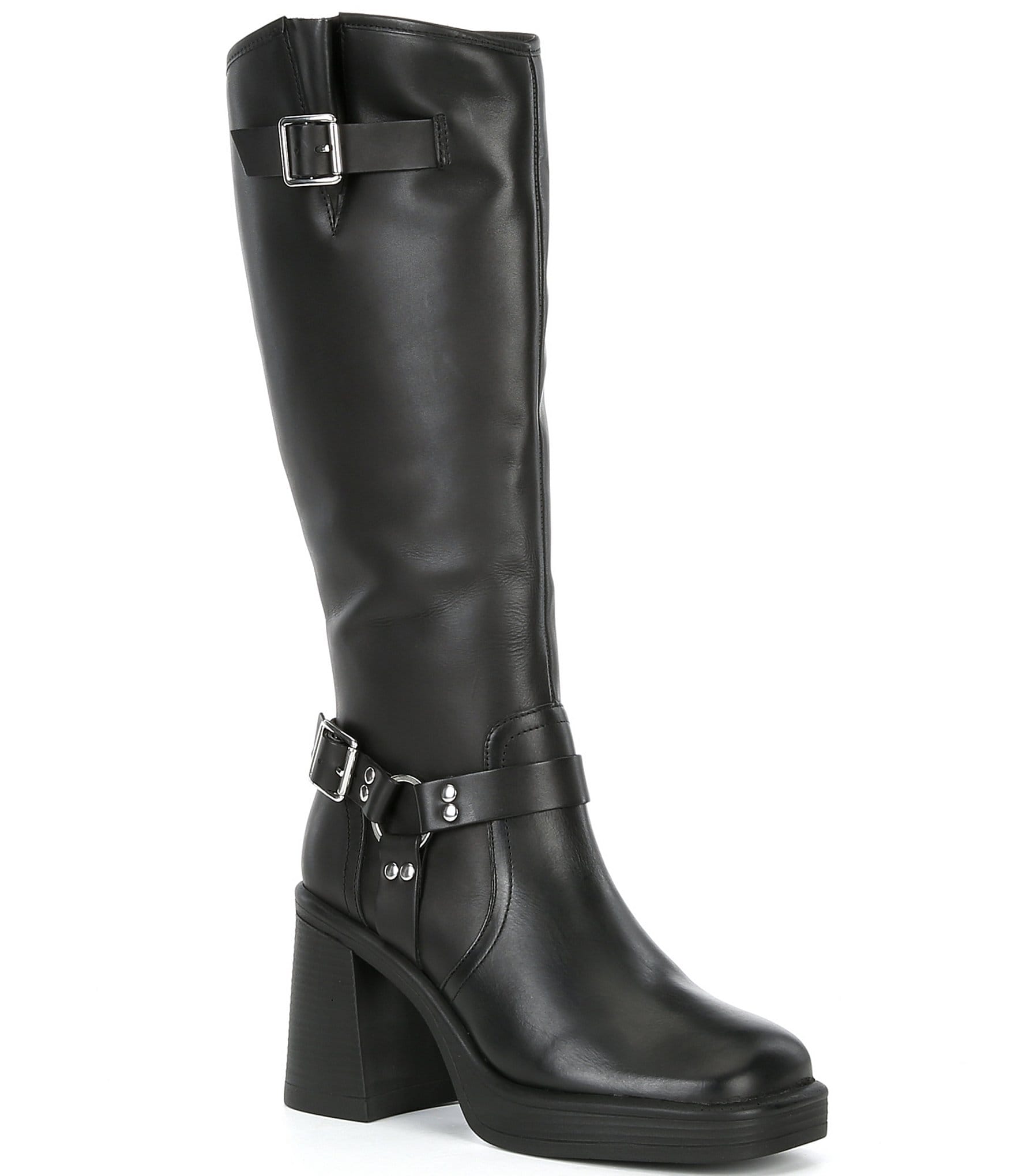 Steve Madden Francine Leather Block Heel Tall Boots | Dillard's