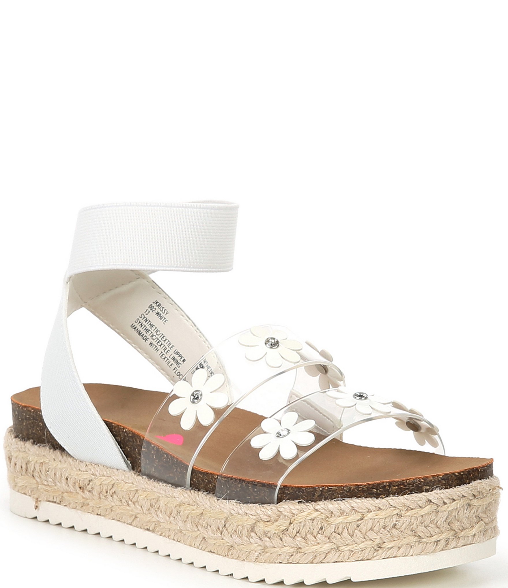 Steve Madden Girls J Krissy Vinyl Floral Espadrille Platform Sandals