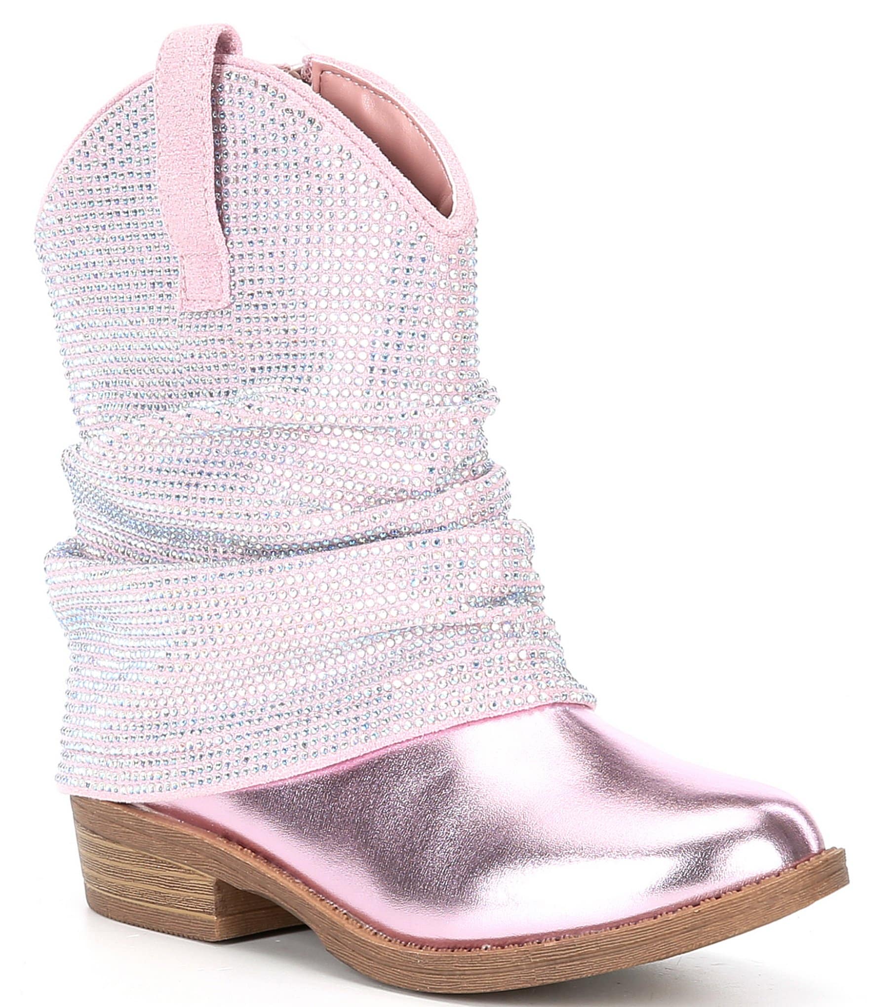 Steve Madden Girls' J-Lassy Metallic Rhinestone Foldover Western Boots ...