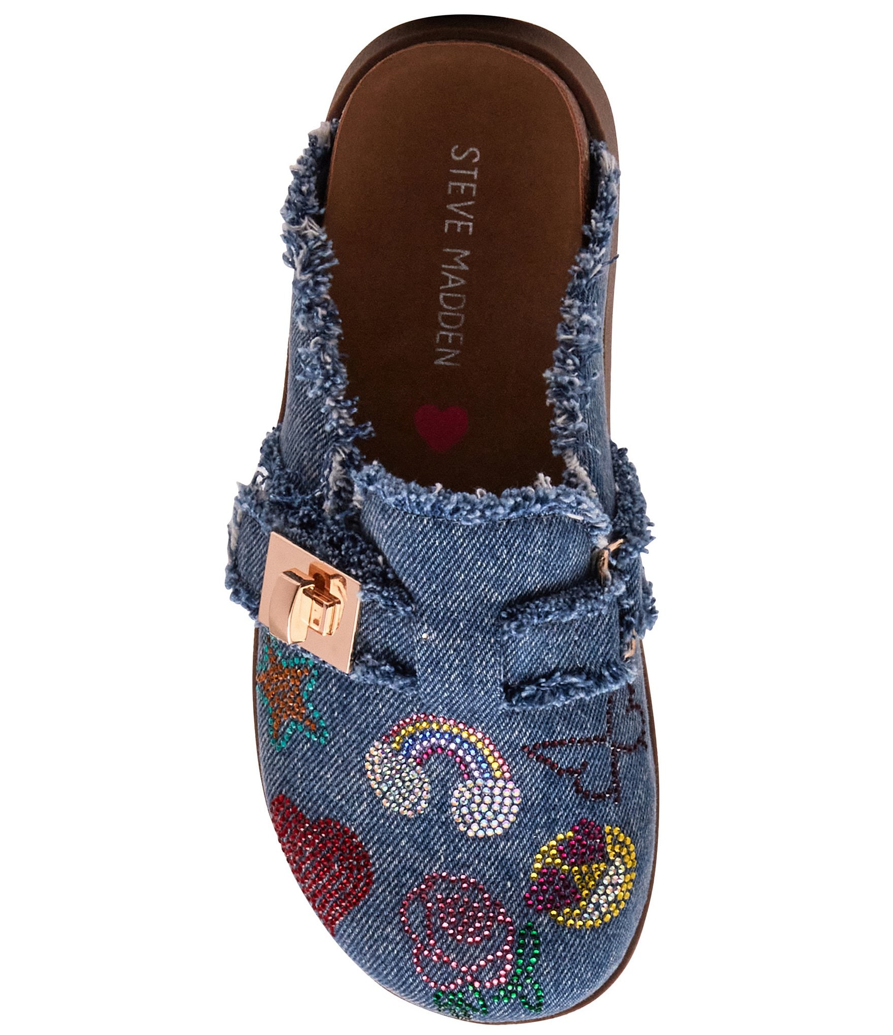 Steve Madden Girls' J-Moneyyr Denim Rhinestone Embellished Turnlock Hardware Clogs (Youth)