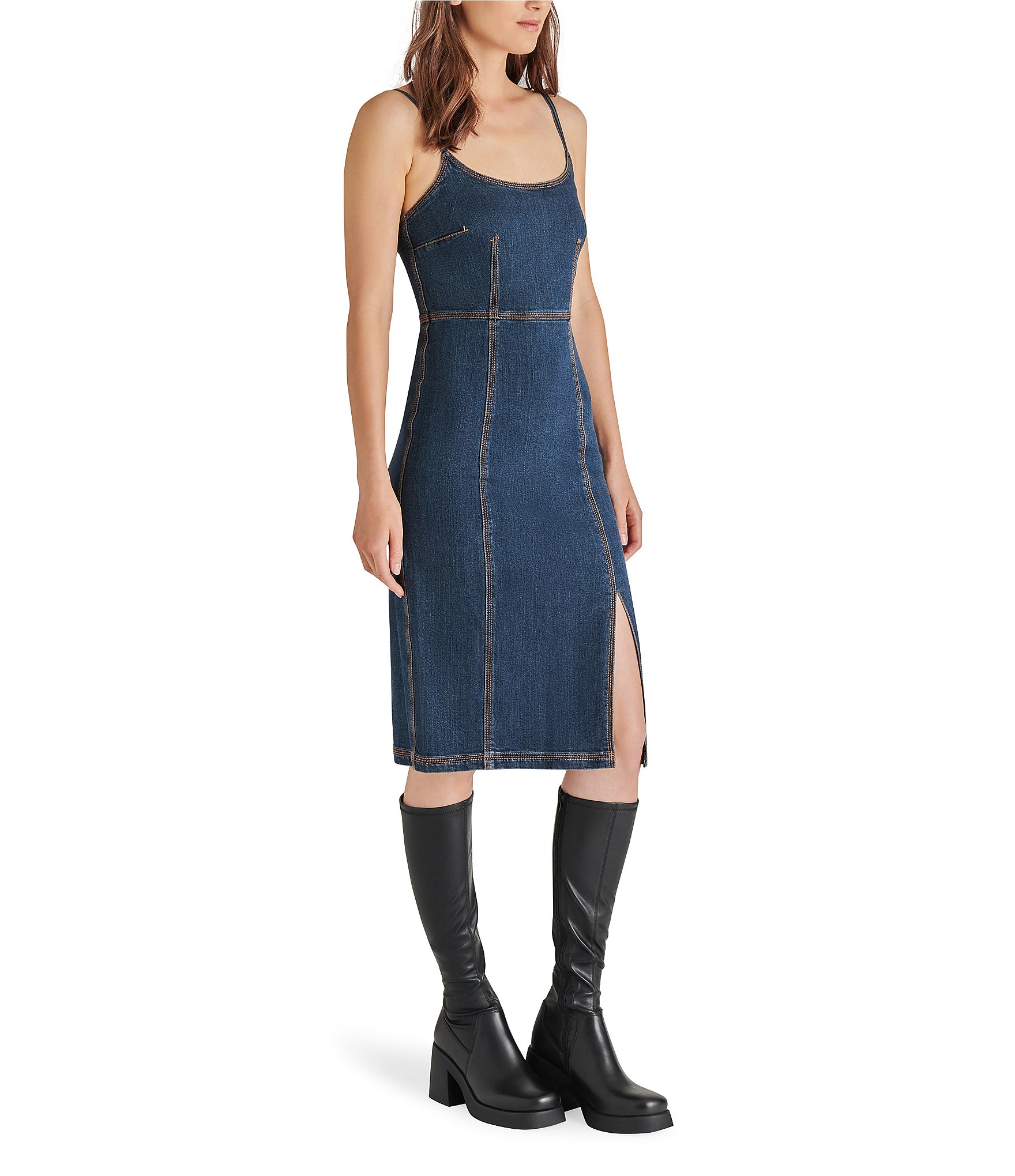 Steve Madden Giselle Denim Scoop Neck Sleeveless Dress