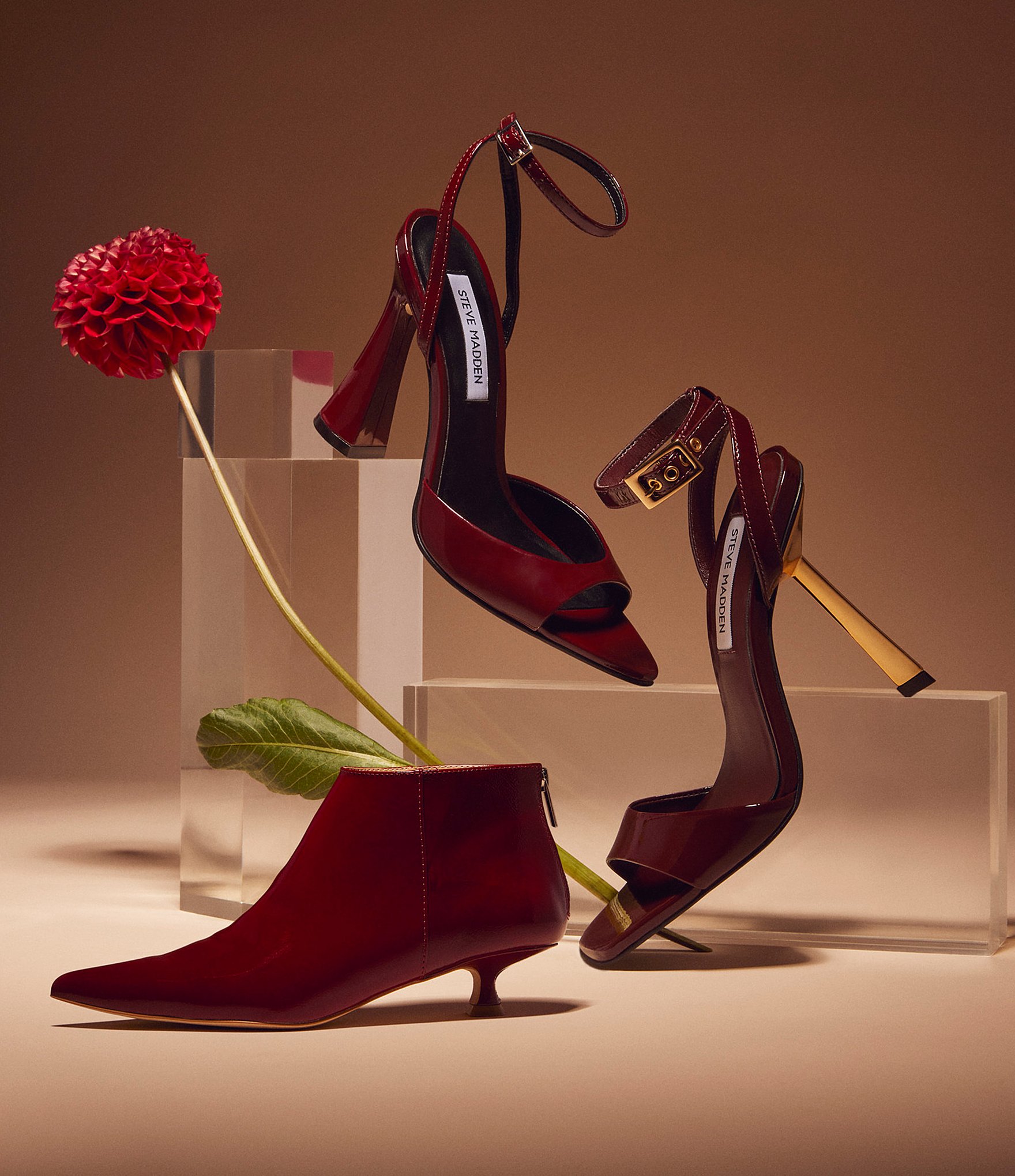 Steve Madden Grant Patent Leather Kitten Heel Ankle Booties