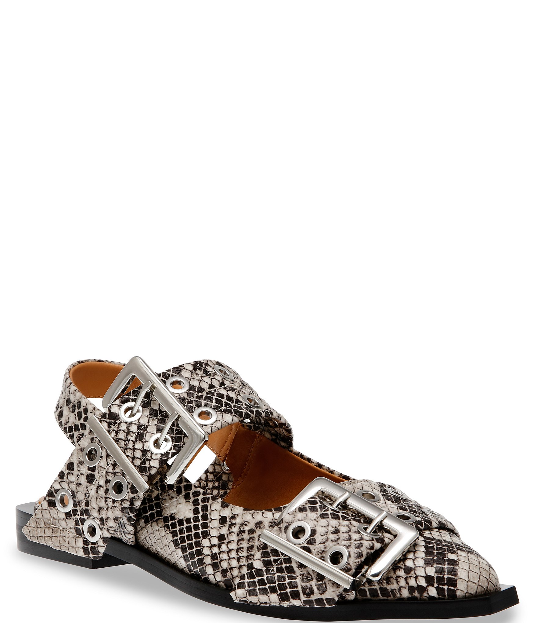 Steve Madden Graya Snake Print Oversized Buckle Slingback Flats | Dillard's