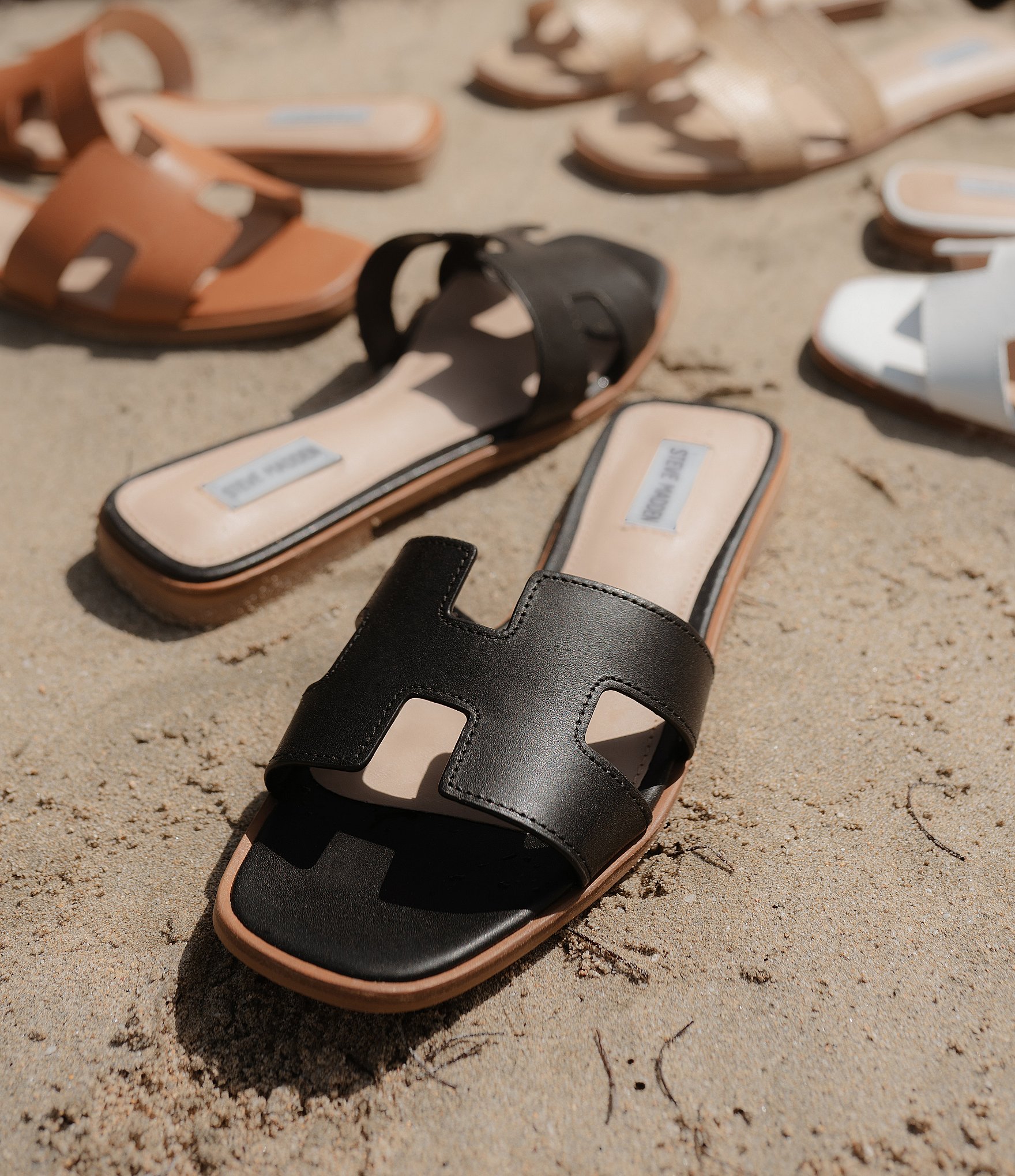 Steve Madden Hadyn Leather Flat Slide Sandals