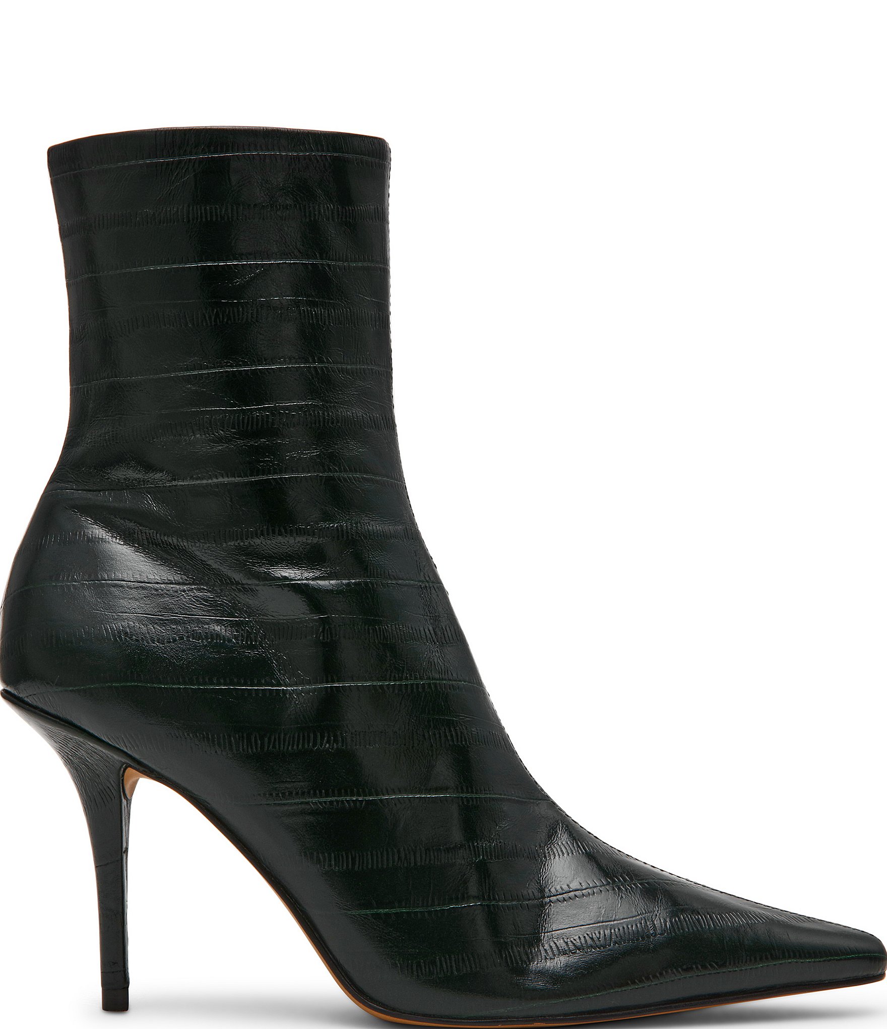 Steve Madden Heleena Leather Eel Embossed Stiletto Pointed Toe Ankle Booties