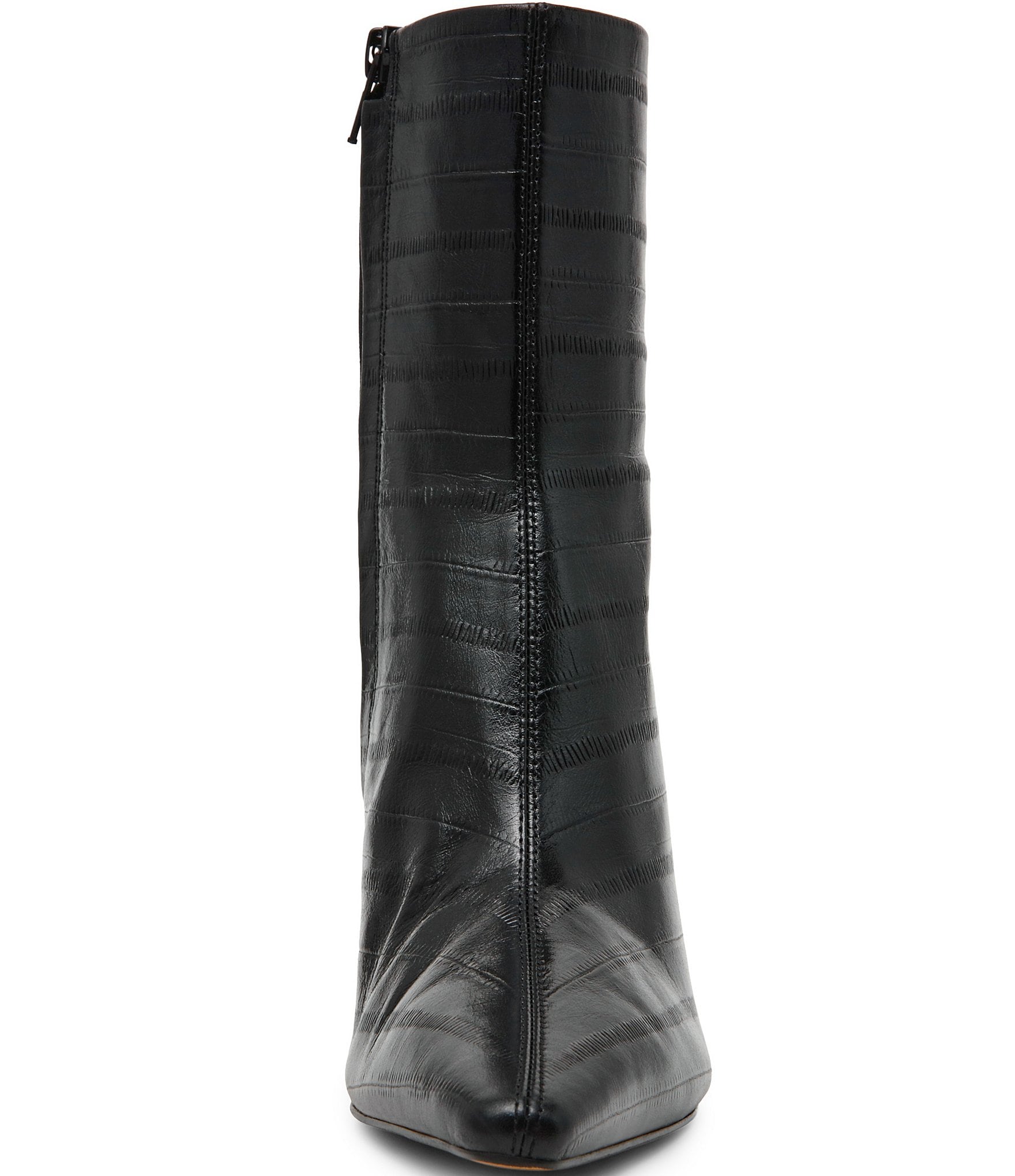 Steve Madden Heleena Leather Eel Embossed Stiletto Pointed Toe Ankle Booties